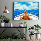 Off The Catalina Coast by Liz Jardine on GIANT ART - blues coastal boat