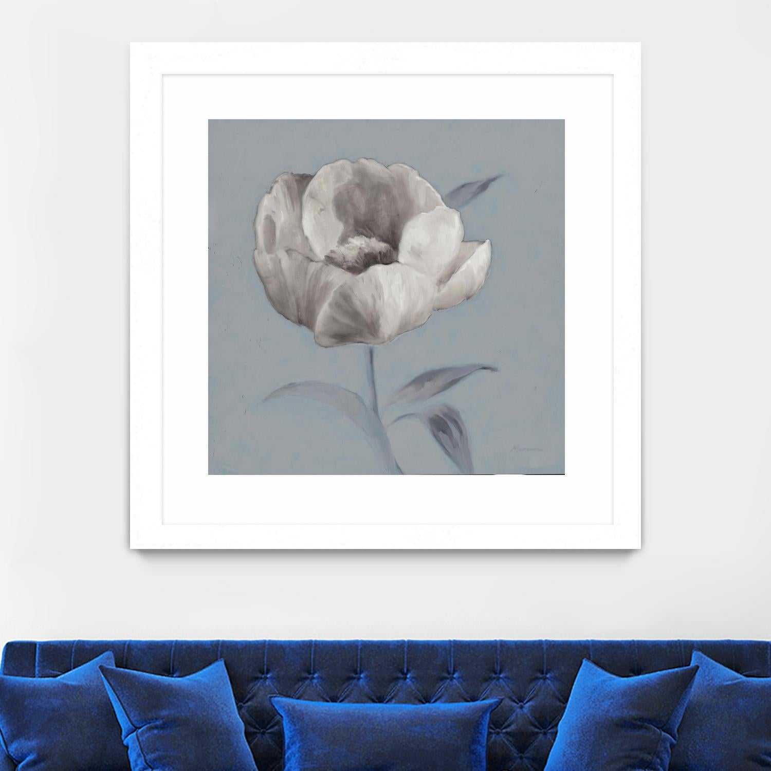 FLORAL SYMPOSIUM I by JUIANNE MARCOUX on GIANT ART - blue floral floral