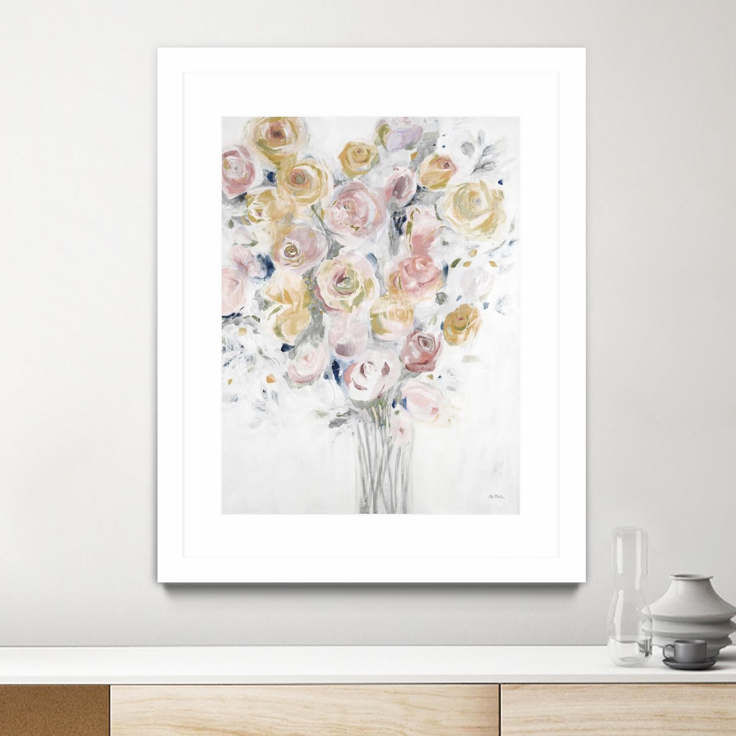 Cantata by Jill Martin on GIANT ART - pinks, oranges florals, botanicals