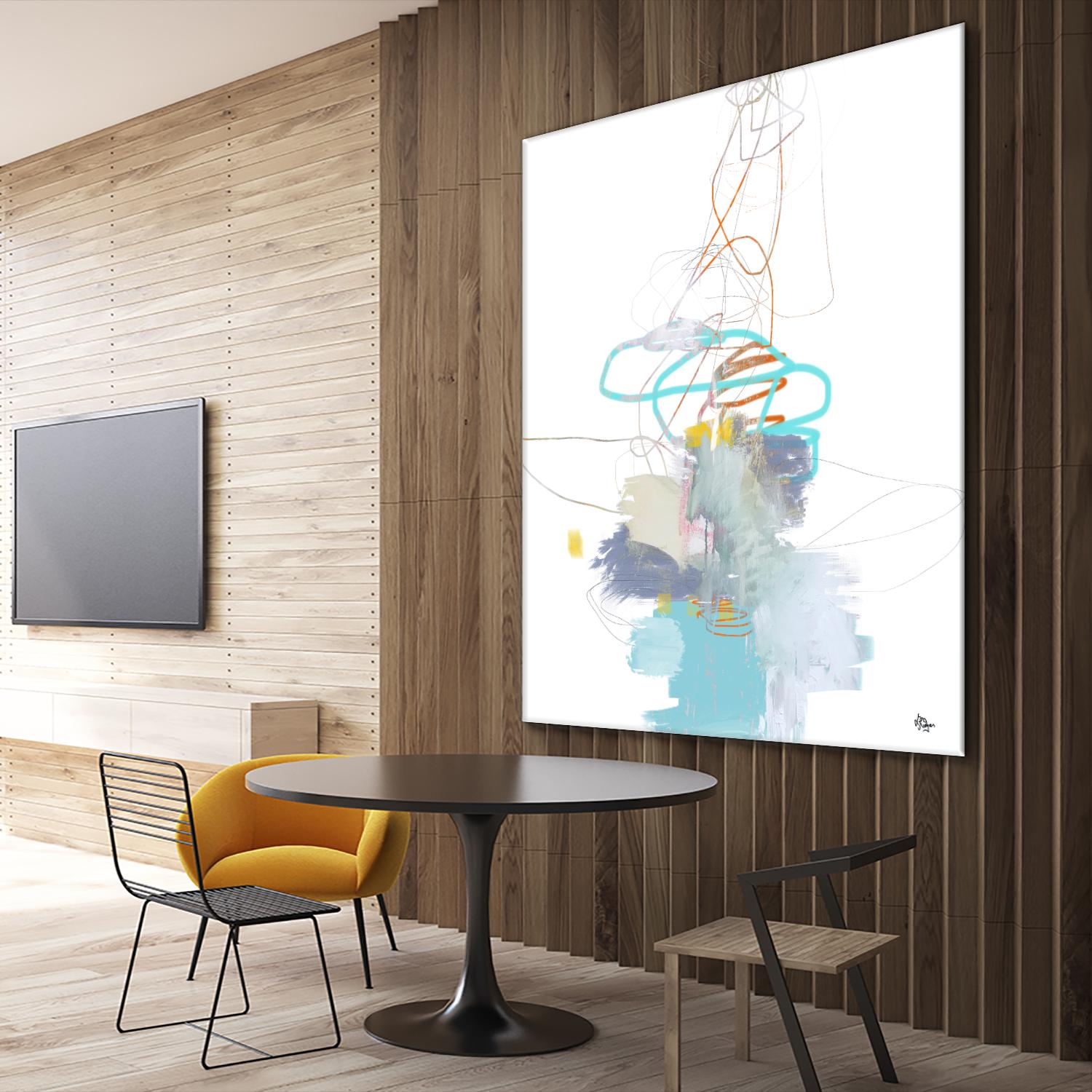 Loving Life V by Lisa Ridgers on GIANT ART - whites & creams, blues abstract