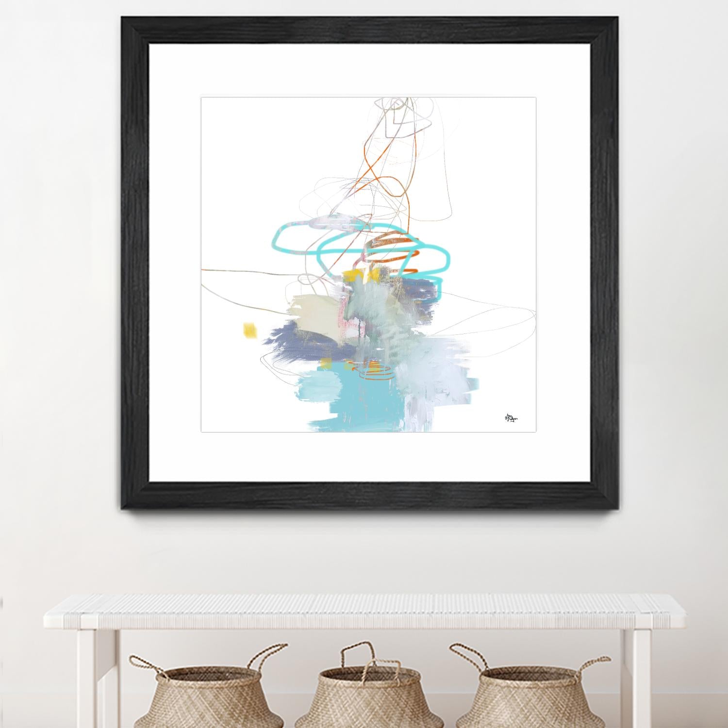 Loving Life V by Lisa Ridgers on GIANT ART - whites & creams, blues abstract