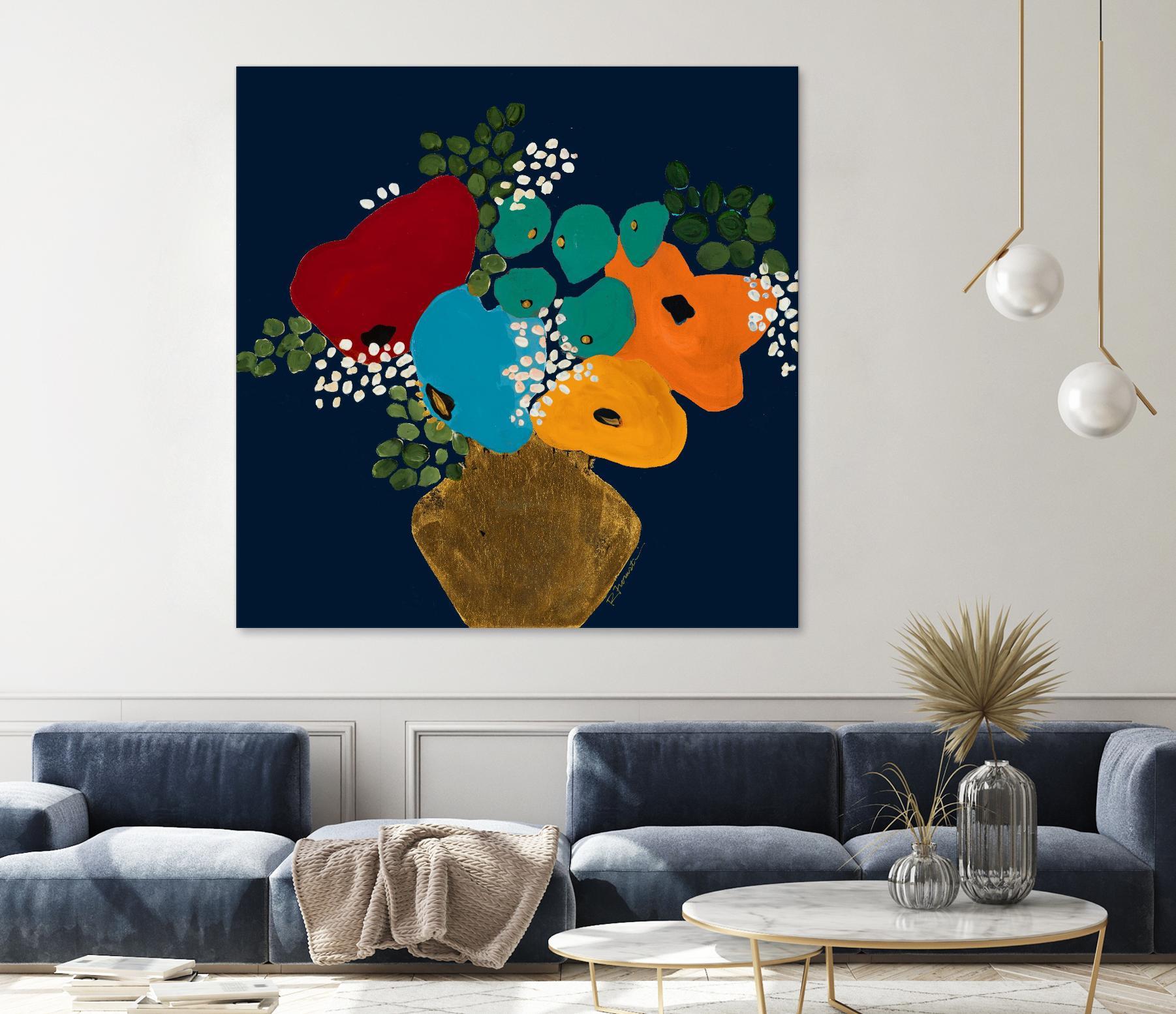 You Are On My Mind V1 by Ruth Fromstein on GIANT ART - blues botanical bouquet