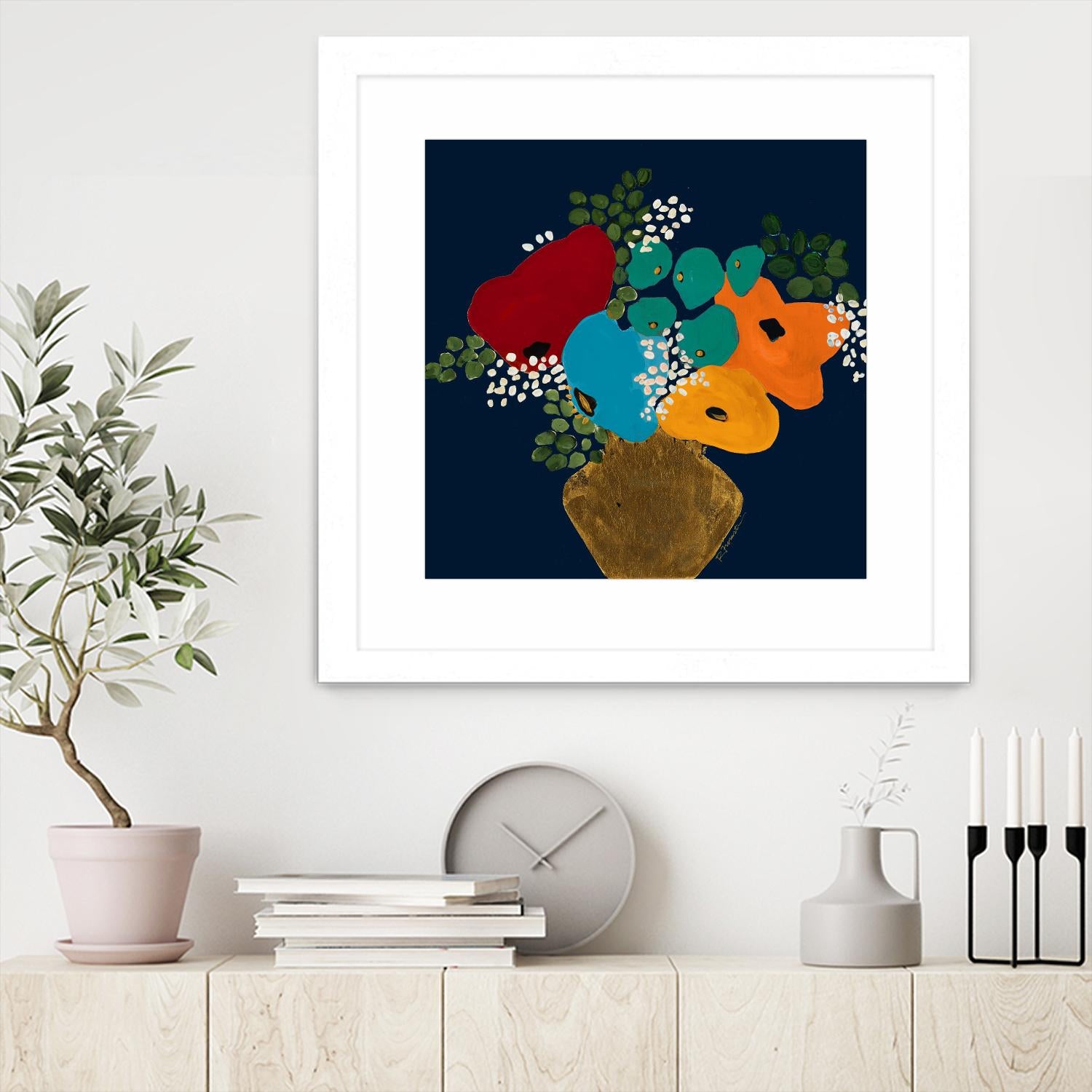 You Are On My Mind V1 by Ruth Fromstein on GIANT ART - blues botanical bouquet
