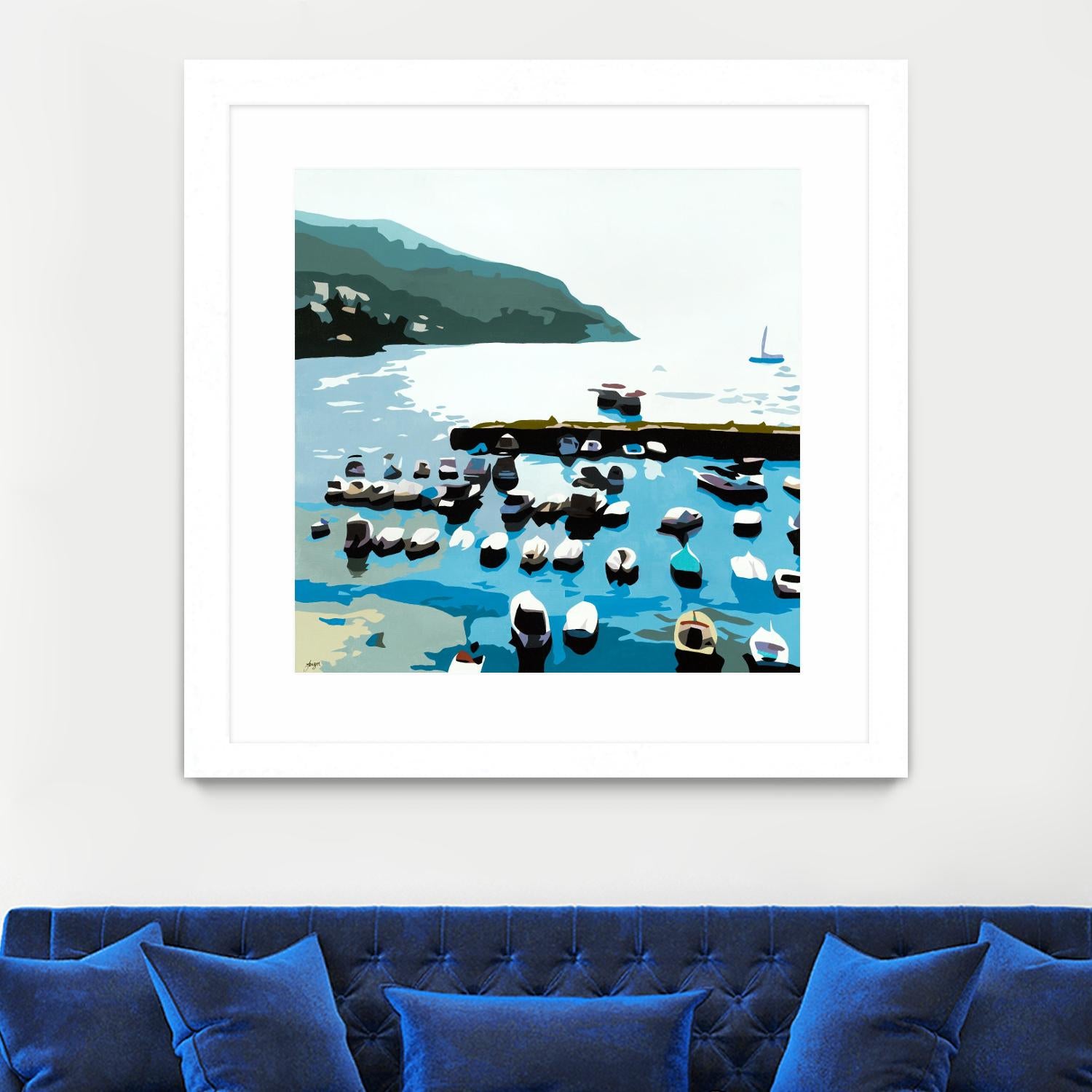 Boats by Beth Ann Lawson on GIANT ART - blues coastal ocean