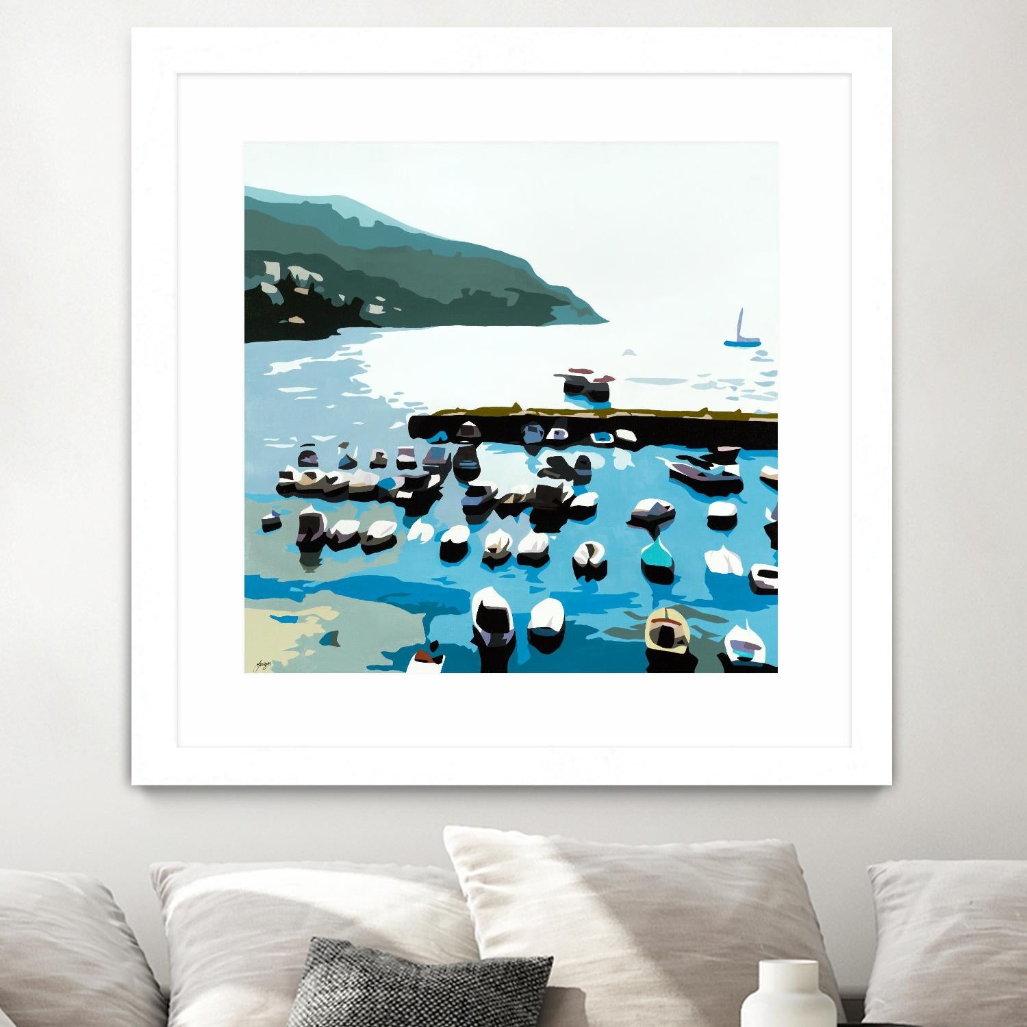 Boats by Beth Ann Lawson on GIANT ART - blues coastal ocean