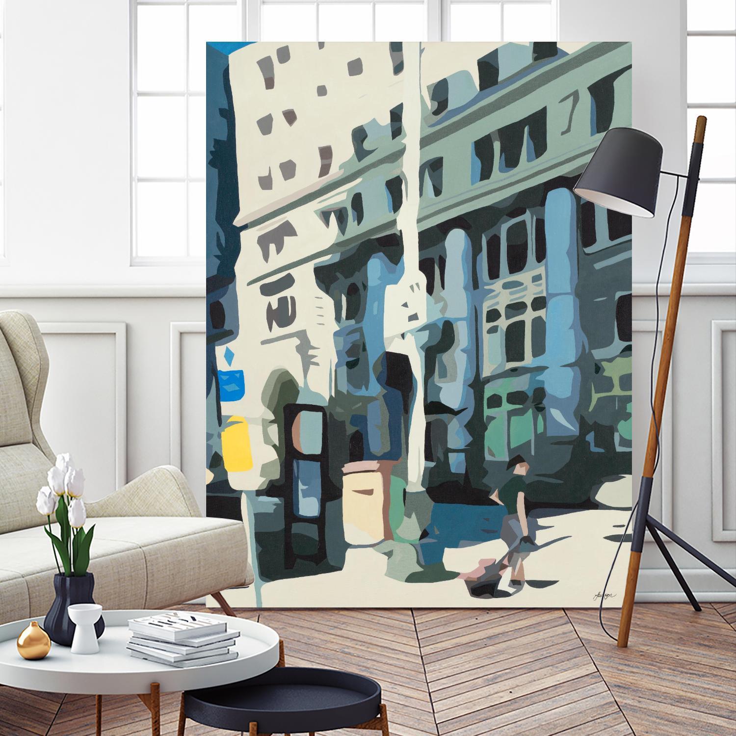 Alone Downtown by Beth Ann Lawson on GIANT ART - whites & creams cityscapes city