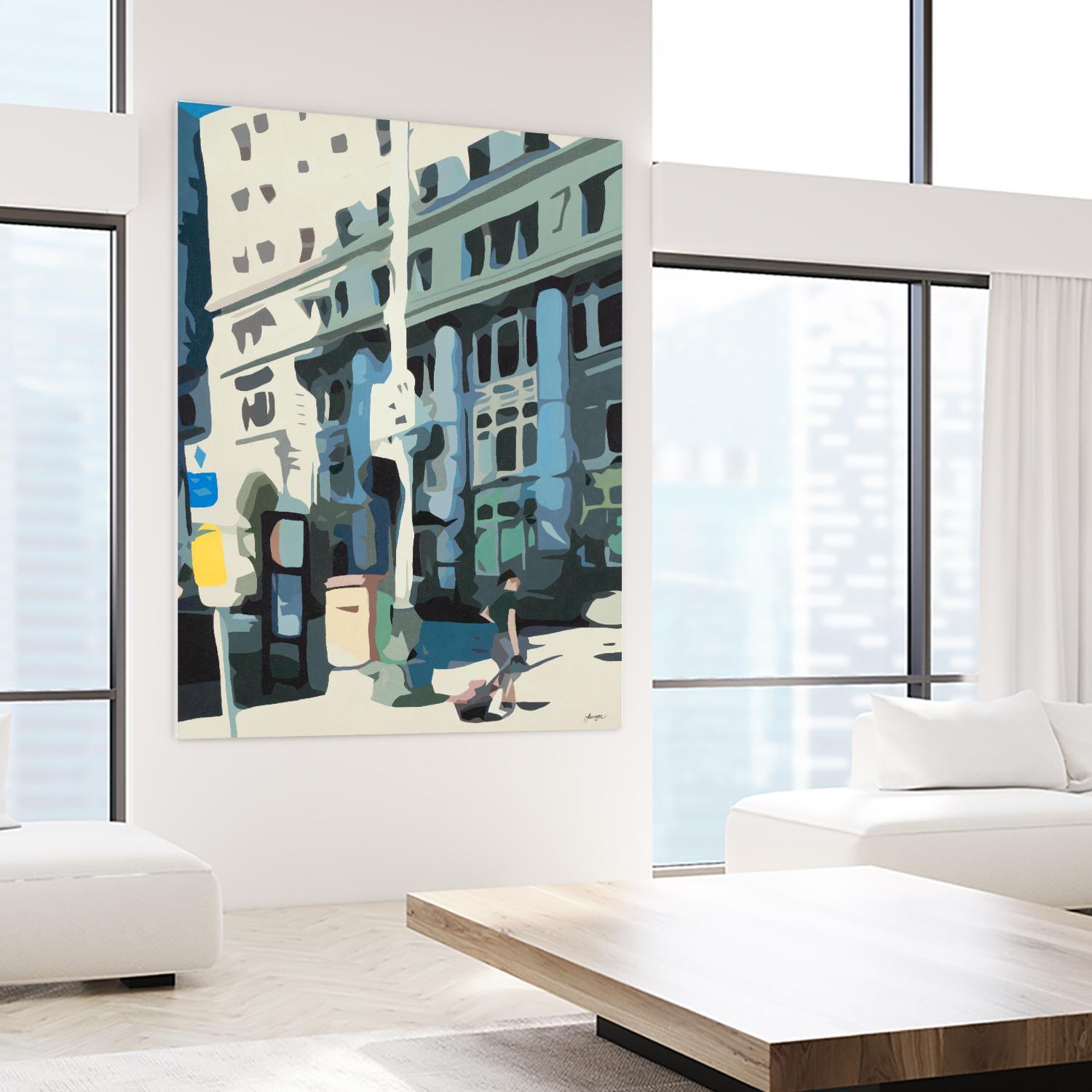 Alone Downtown by Beth Ann Lawson on GIANT ART - whites & creams cityscapes city