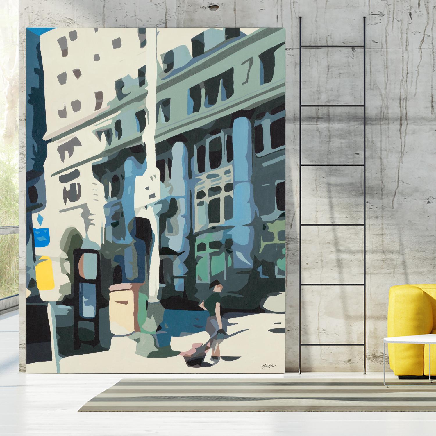 Alone Downtown by Beth Ann Lawson on GIANT ART - whites & creams cityscapes city