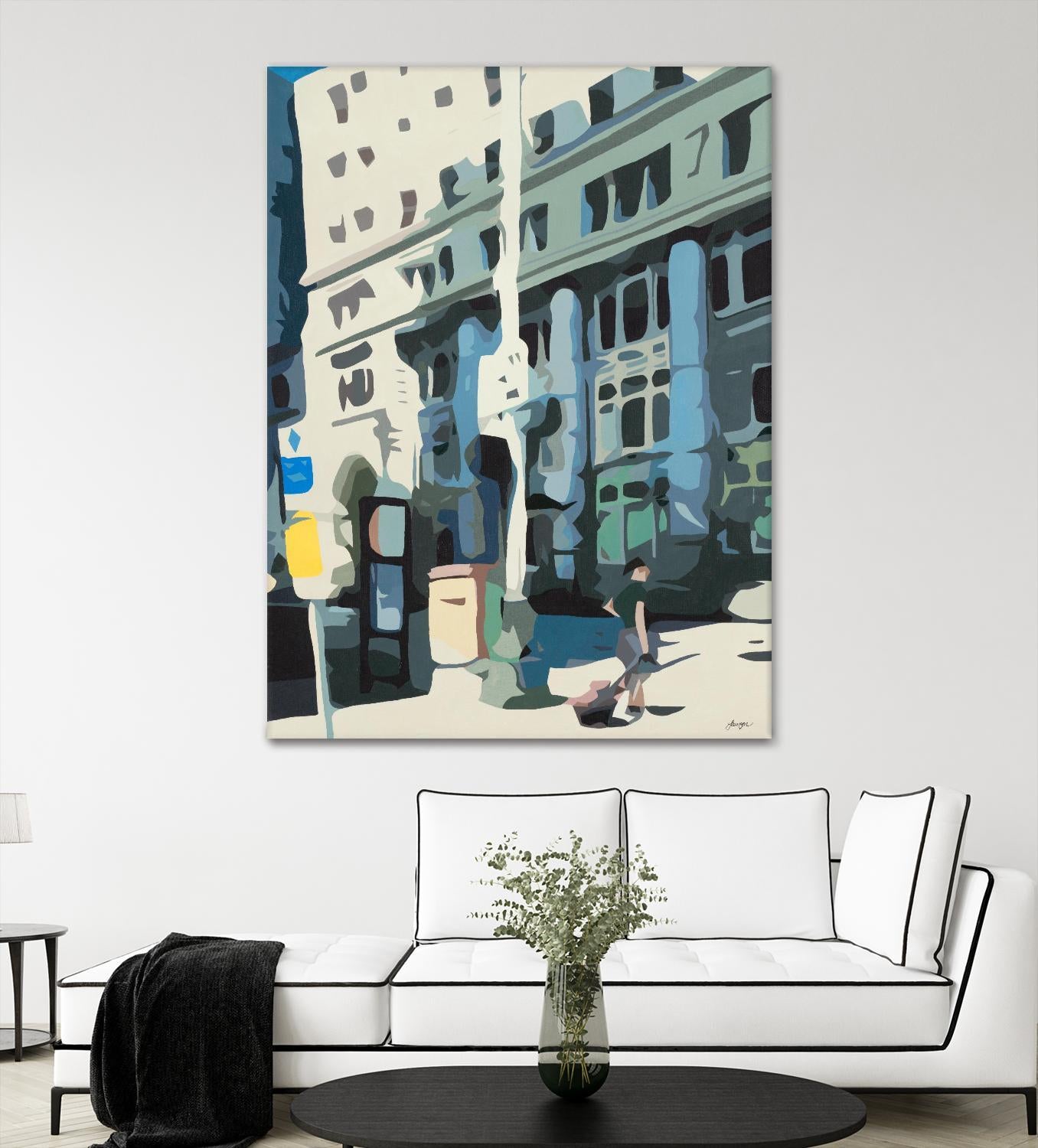 Alone Downtown by Beth Ann Lawson on GIANT ART - whites & creams cityscapes city