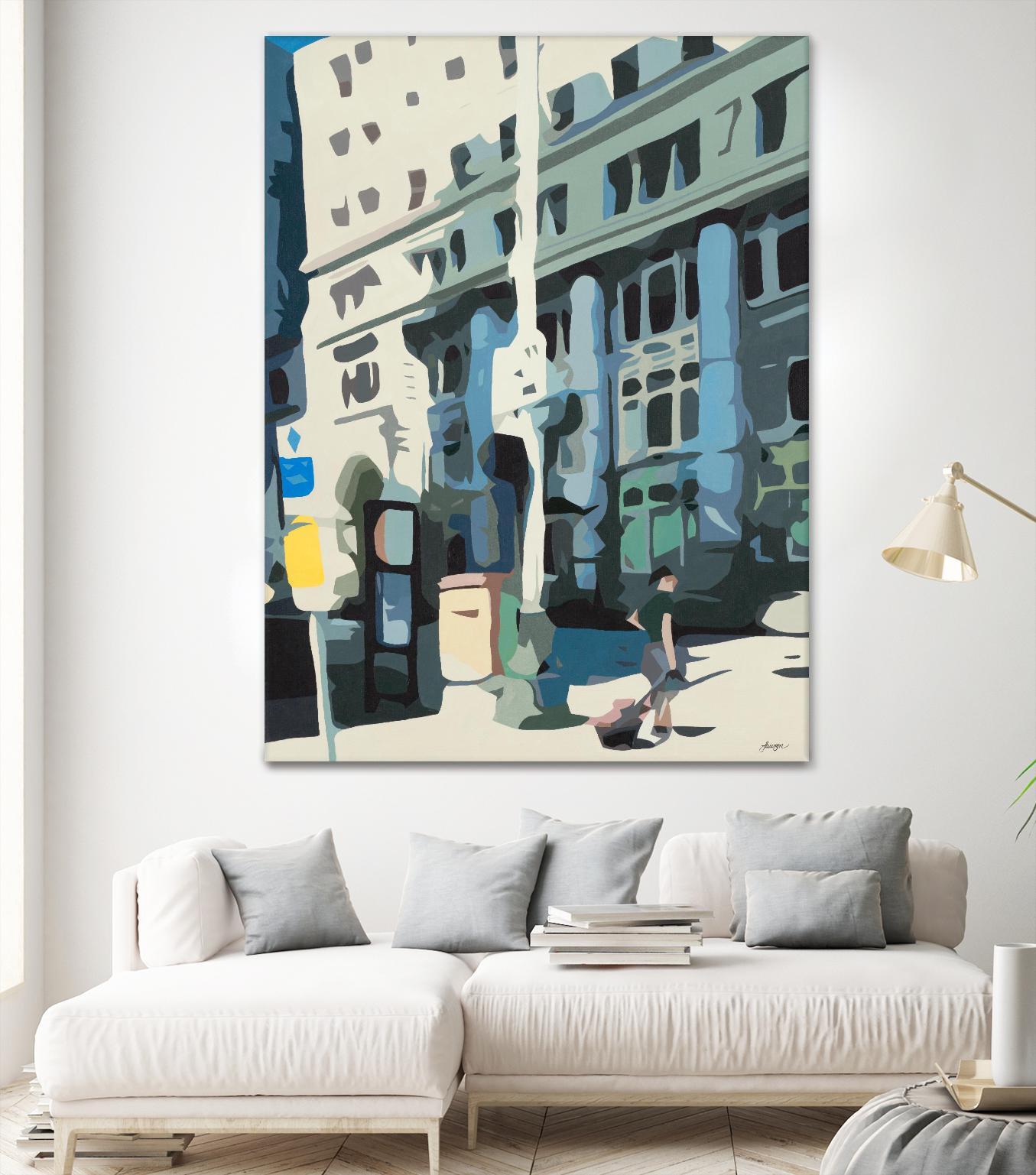 Alone Downtown by Beth Ann Lawson on GIANT ART - whites & creams cityscapes city