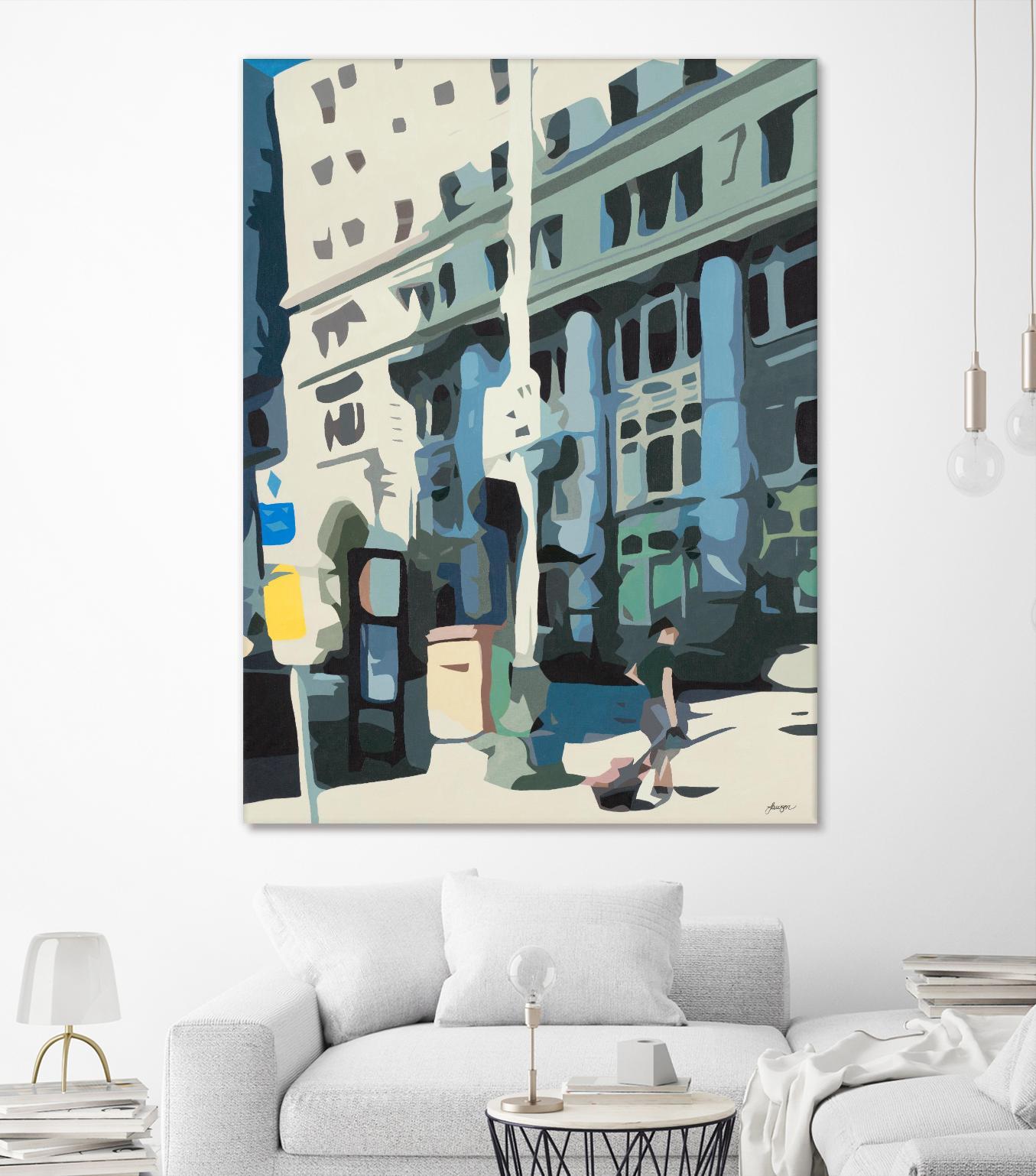 Alone Downtown by Beth Ann Lawson on GIANT ART - whites & creams cityscapes city