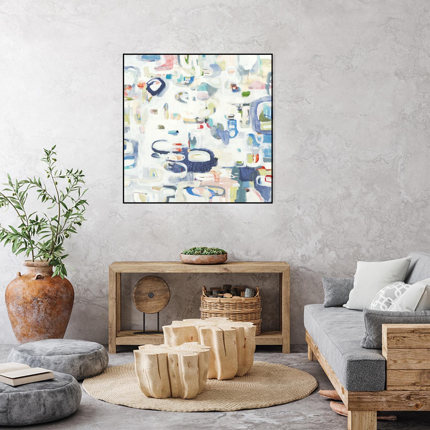 Retroactive by Lisa Ridgers on GIANT ART - whites & creams, blues abstract, geometric shapes
