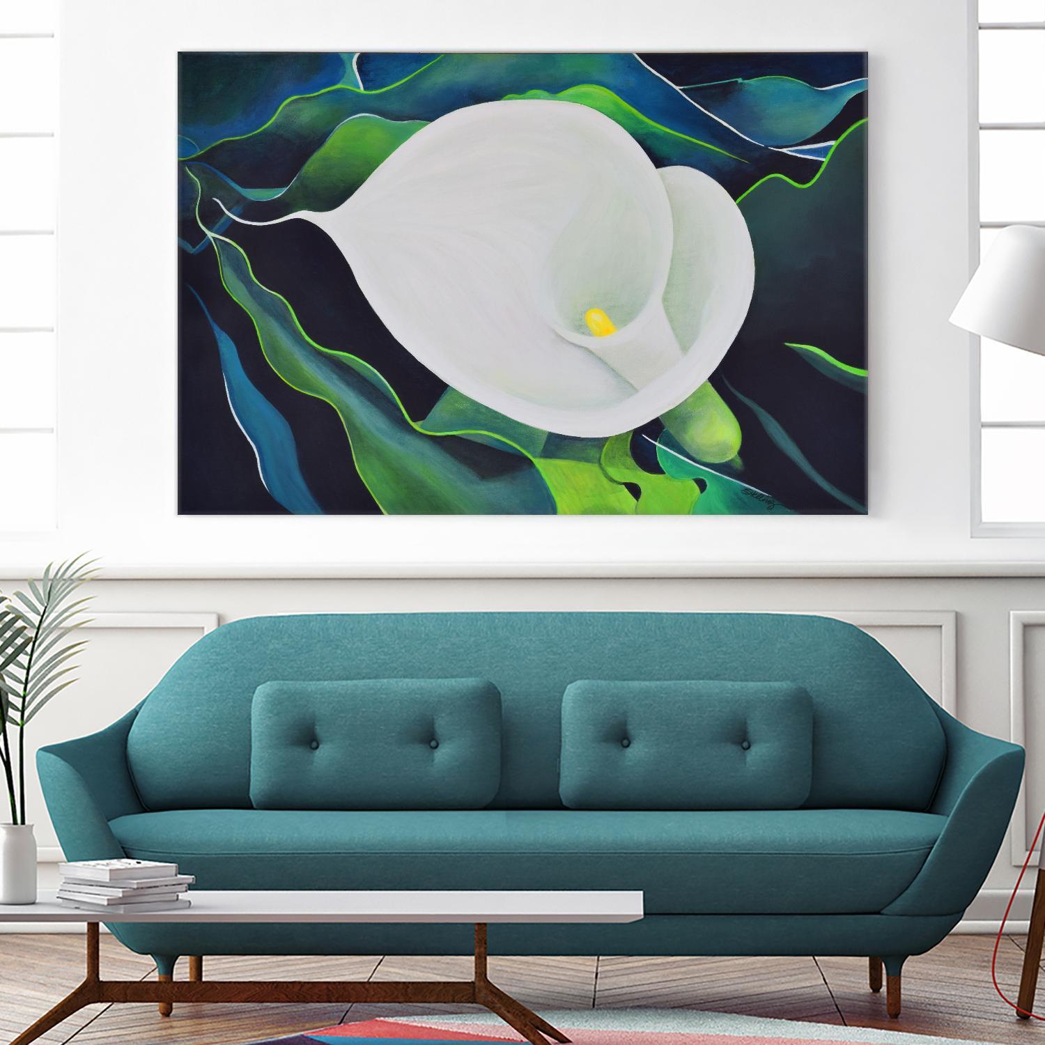 CALLA LILY by LINDA STELLING on GIANT ART - blue floral tropical floral