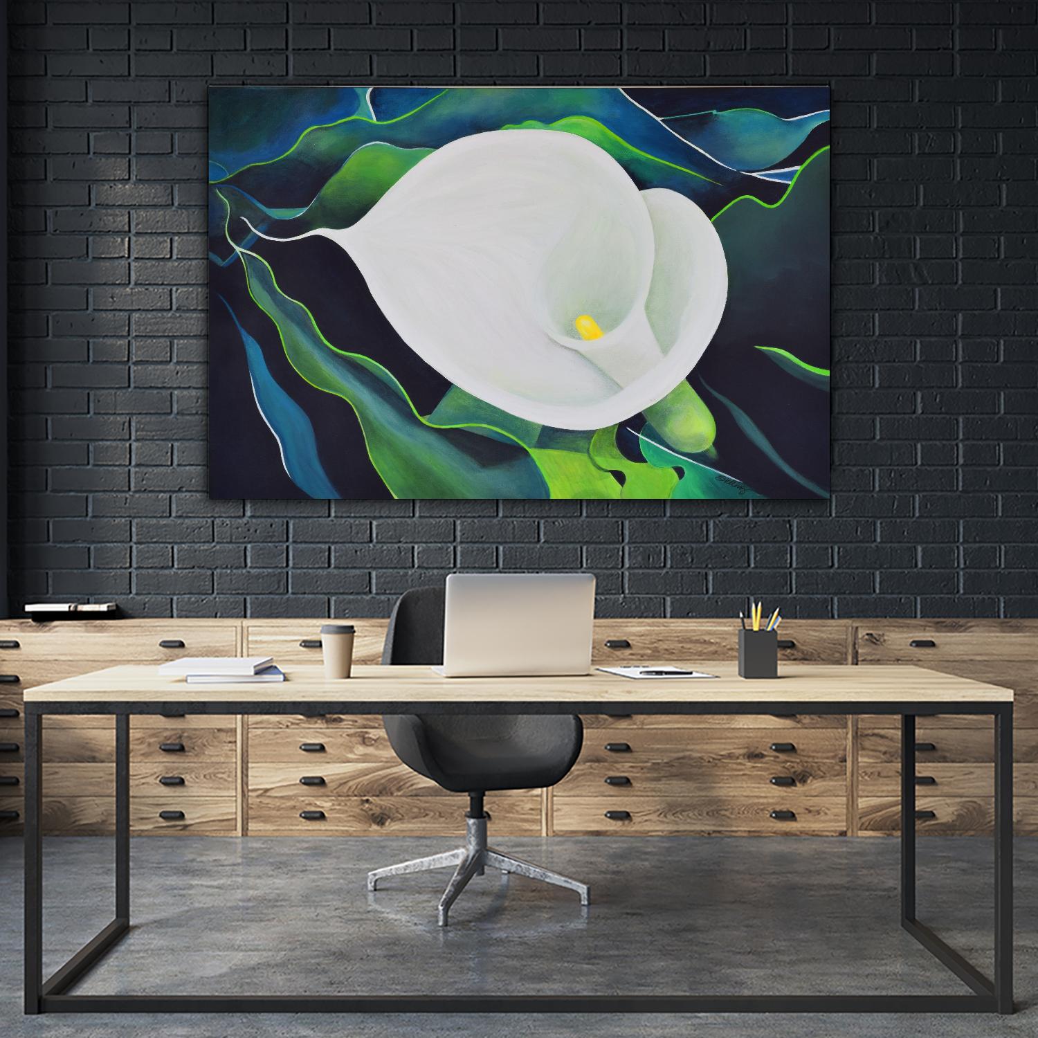 CALLA LILY by LINDA STELLING on GIANT ART - blue floral tropical floral