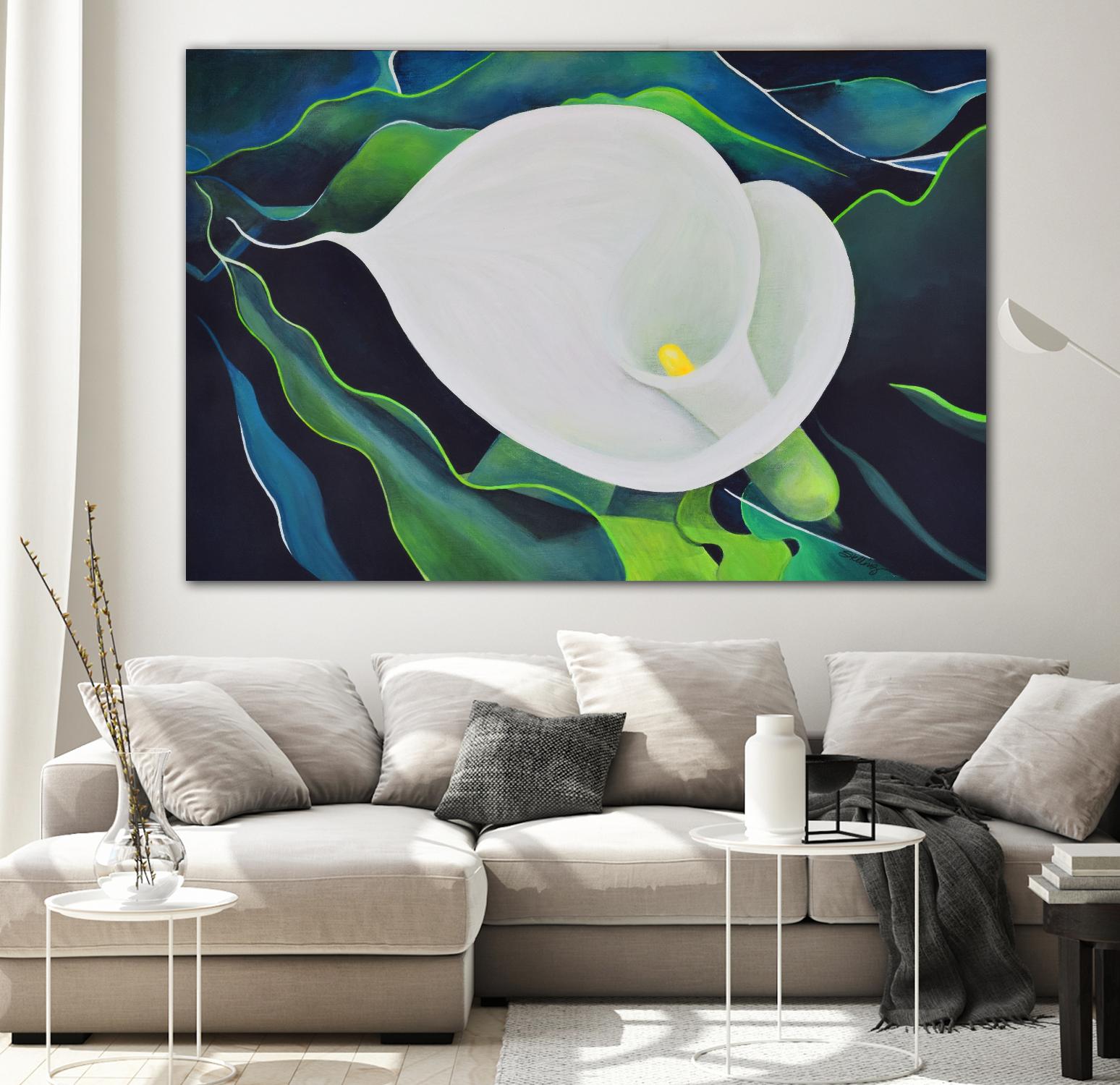 CALLA LILY by LINDA STELLING on GIANT ART - blue floral tropical floral