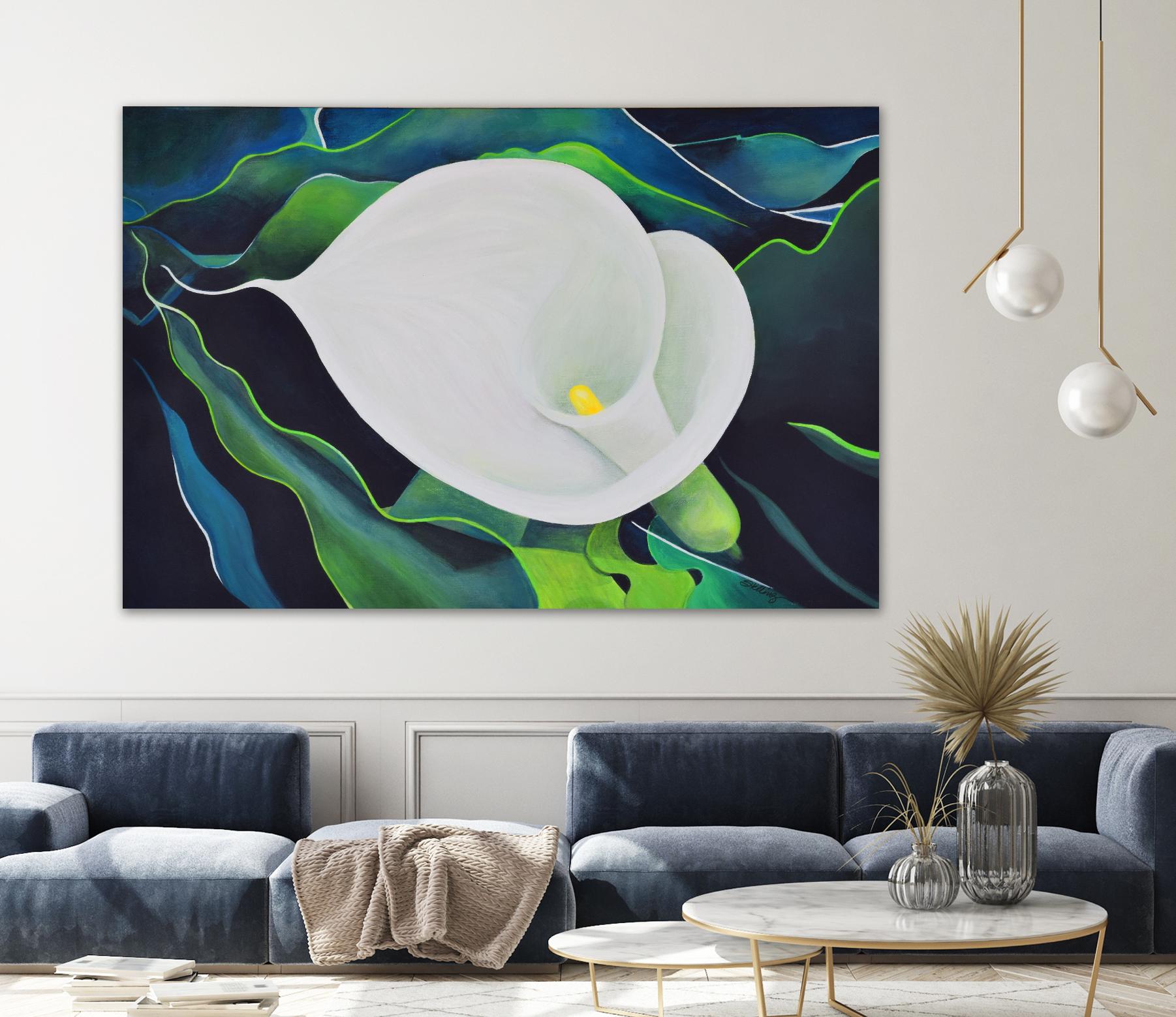 CALLA LILY by LINDA STELLING on GIANT ART - blue floral tropical floral