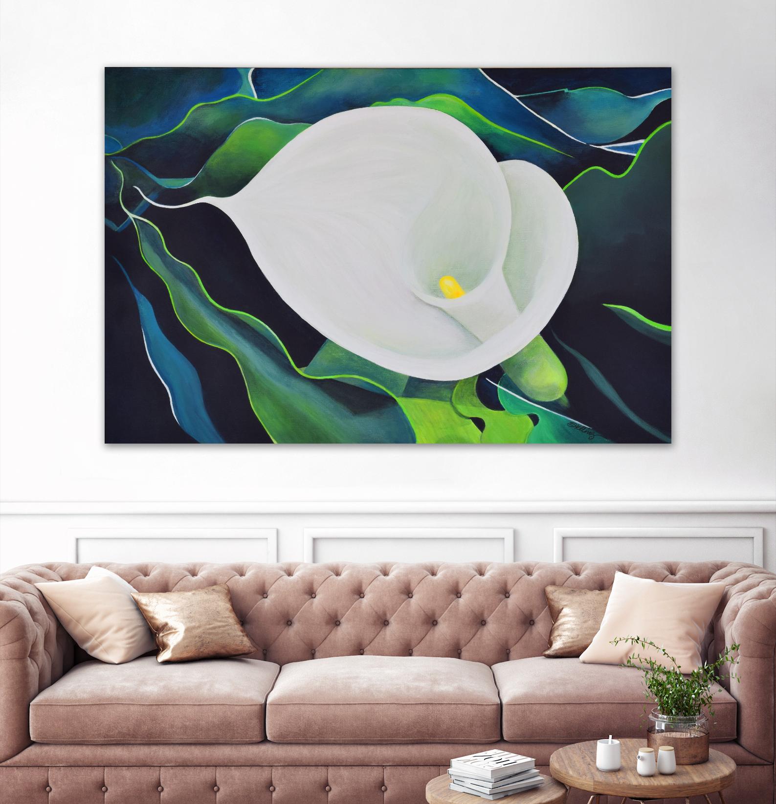 CALLA LILY by LINDA STELLING on GIANT ART - blue floral tropical floral