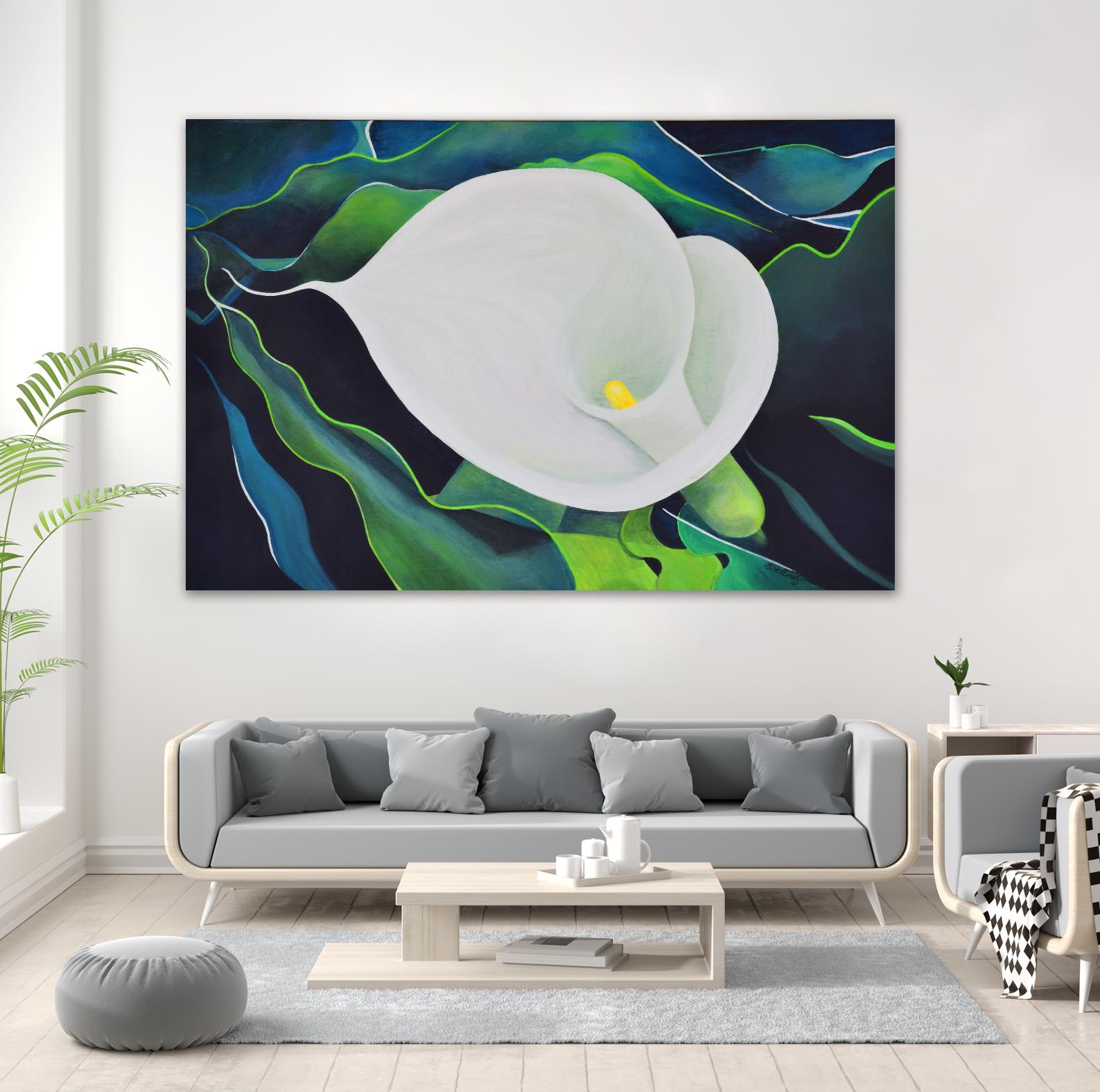CALLA LILY by LINDA STELLING on GIANT ART - blue floral tropical floral