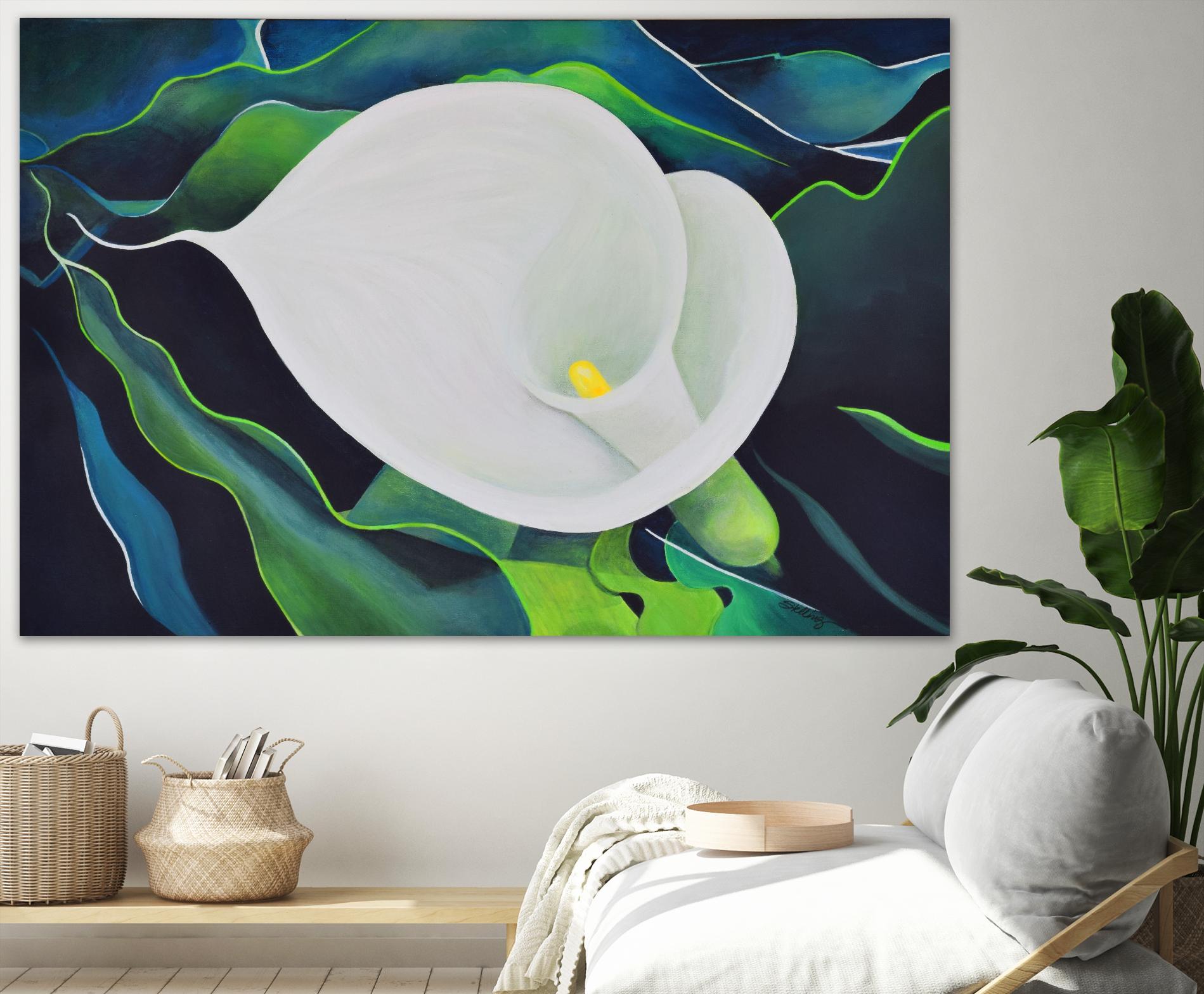 CALLA LILY by LINDA STELLING on GIANT ART - blue floral tropical floral