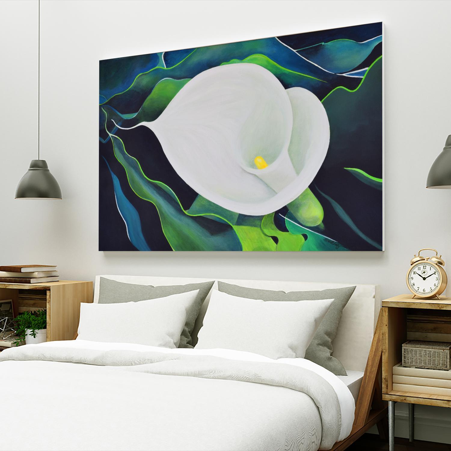 CALLA LILY by LINDA STELLING on GIANT ART - blue floral tropical floral