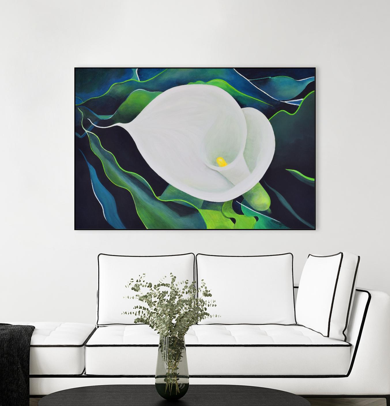 CALLA LILY by LINDA STELLING on GIANT ART - blue floral tropical floral