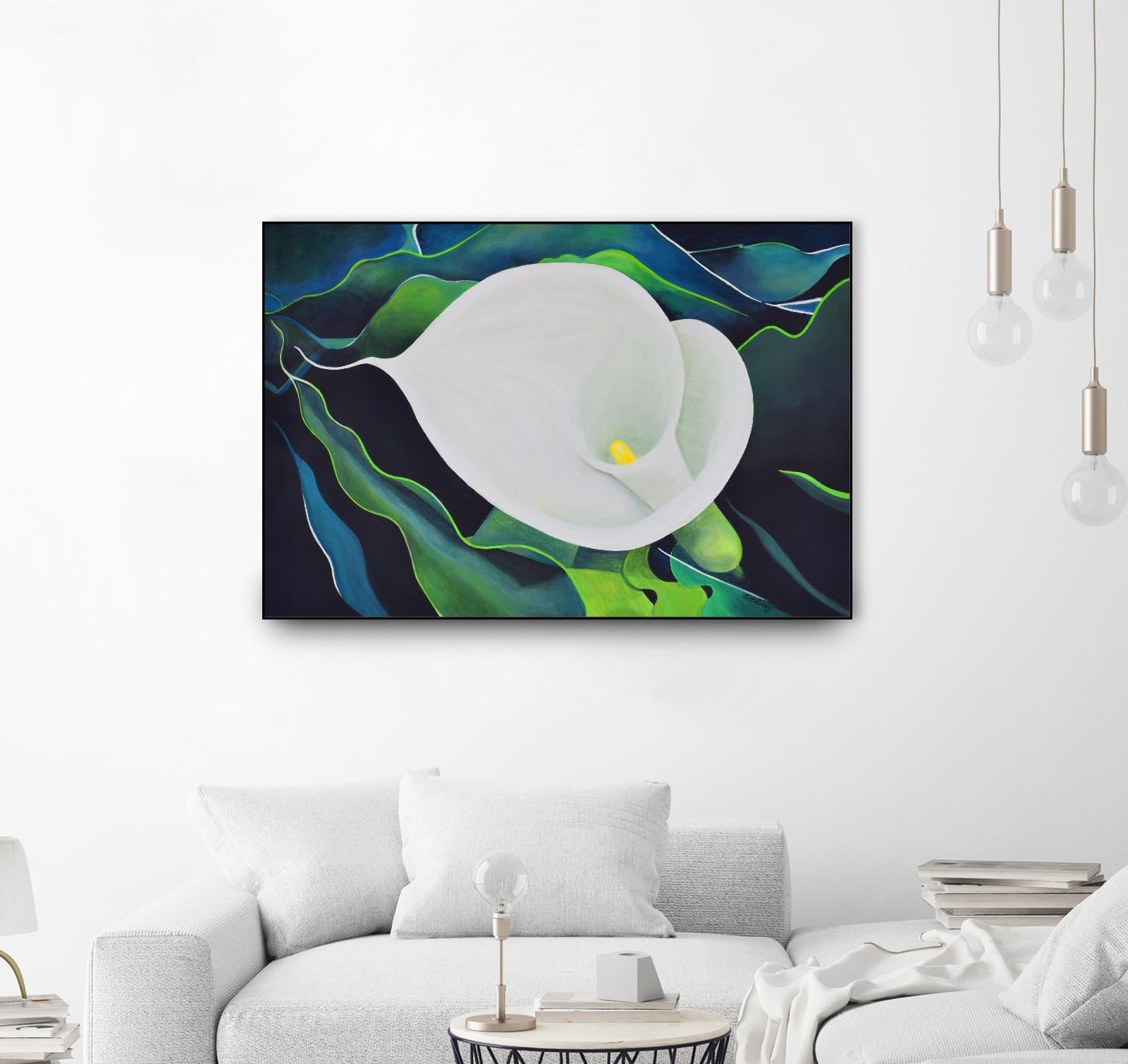 CALLA LILY by LINDA STELLING on GIANT ART - blue floral tropical floral