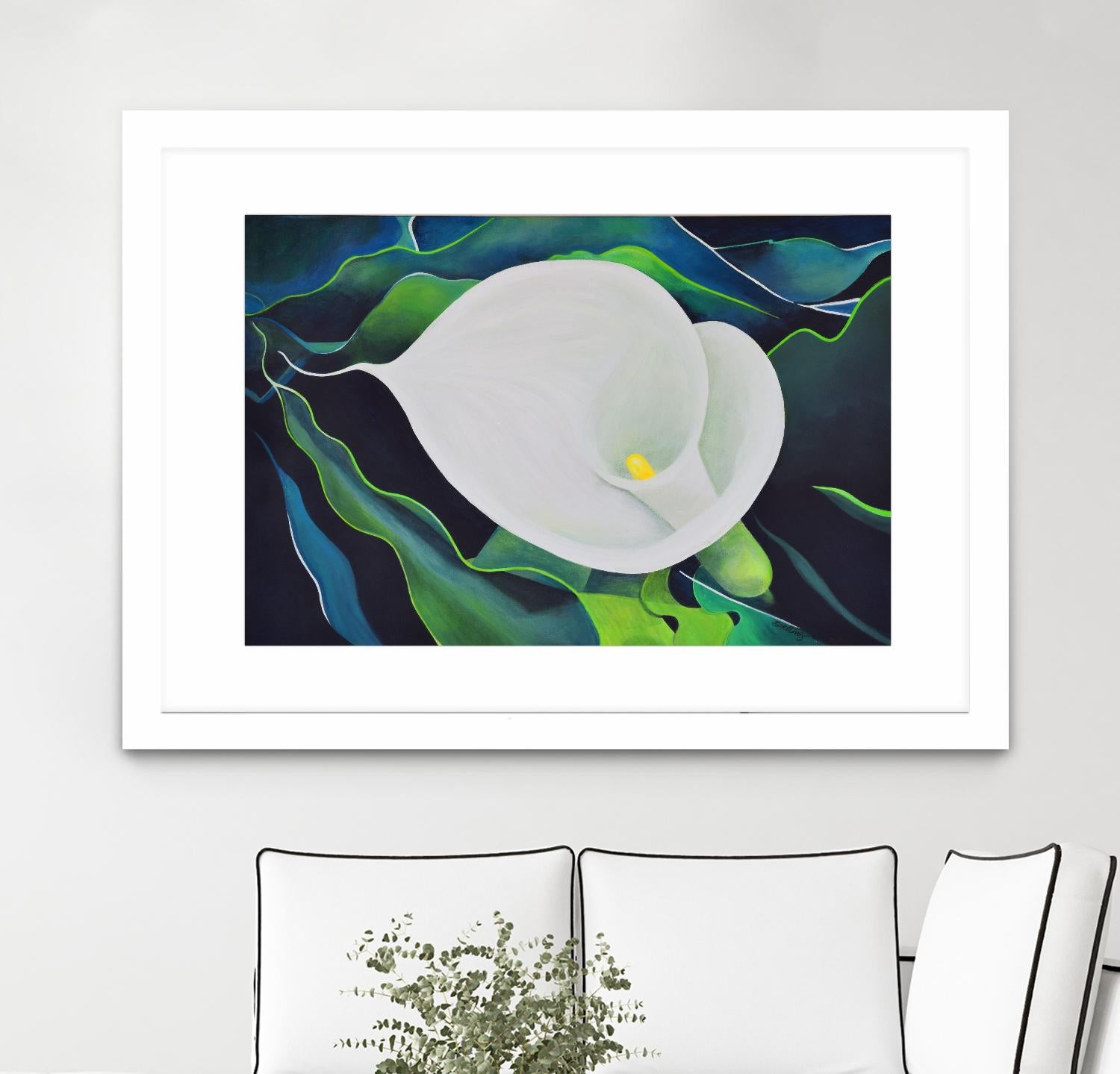 CALLA LILY by LINDA STELLING on GIANT ART - blue floral tropical floral