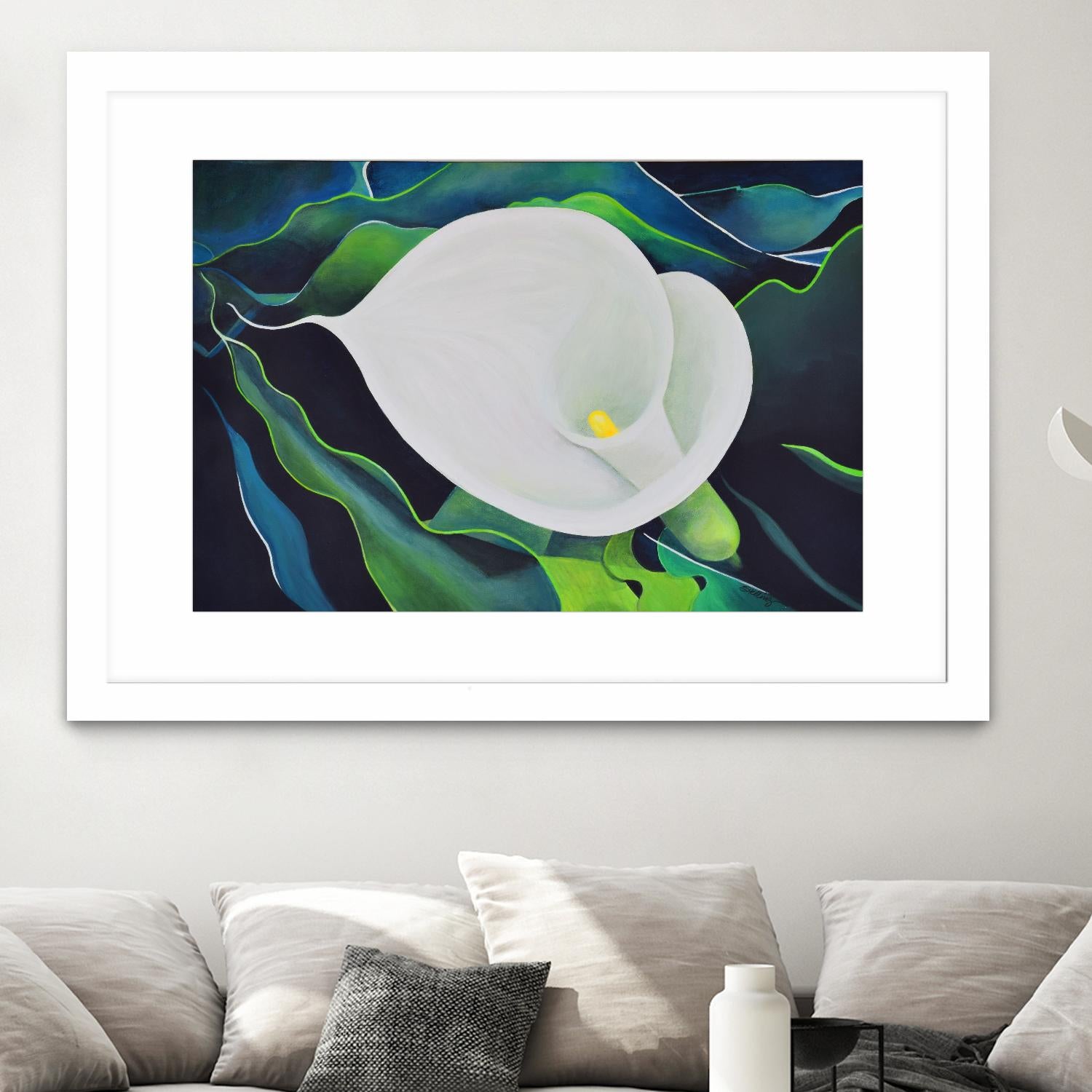 CALLA LILY by LINDA STELLING on GIANT ART - blue floral tropical floral