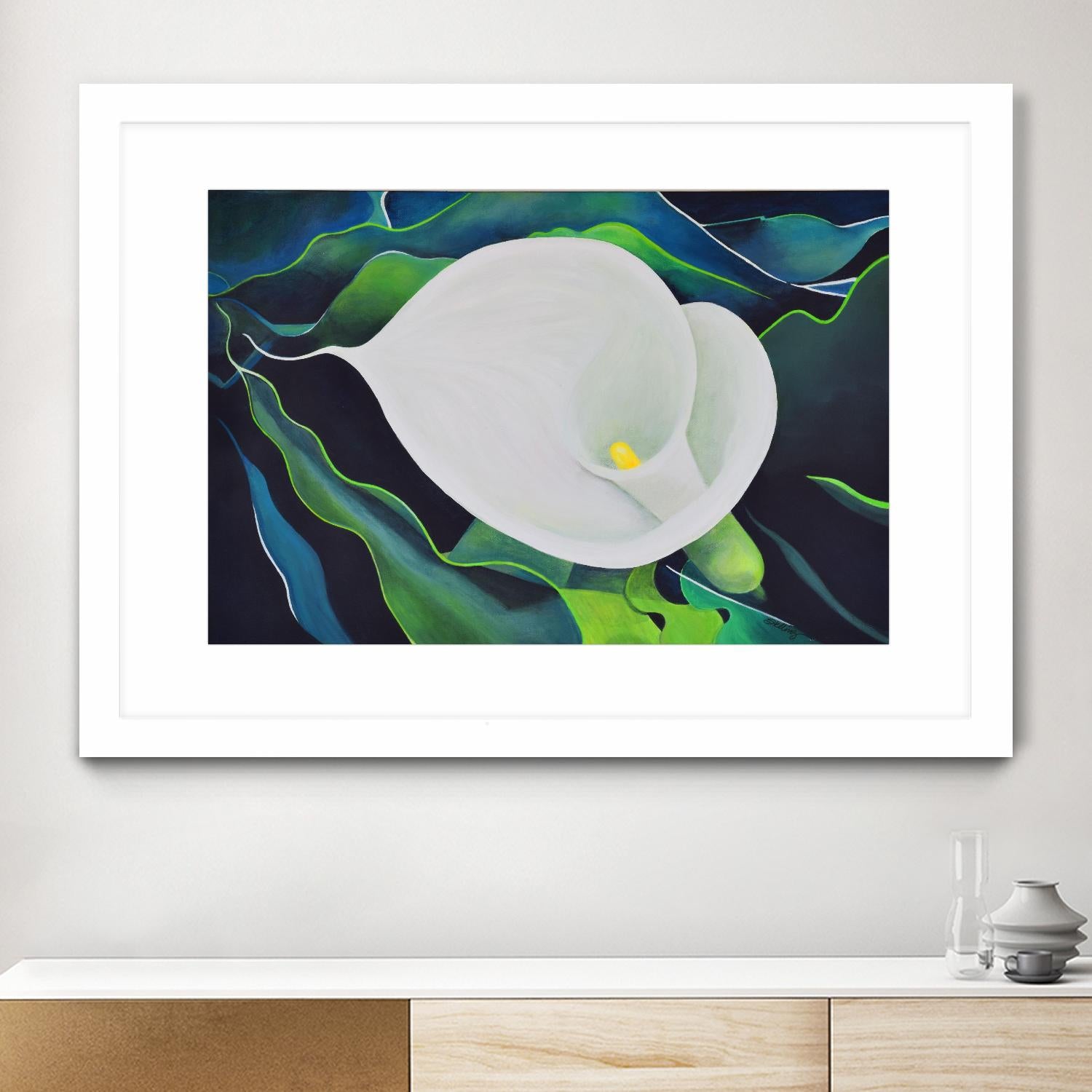 CALLA LILY by LINDA STELLING on GIANT ART - blue floral tropical floral