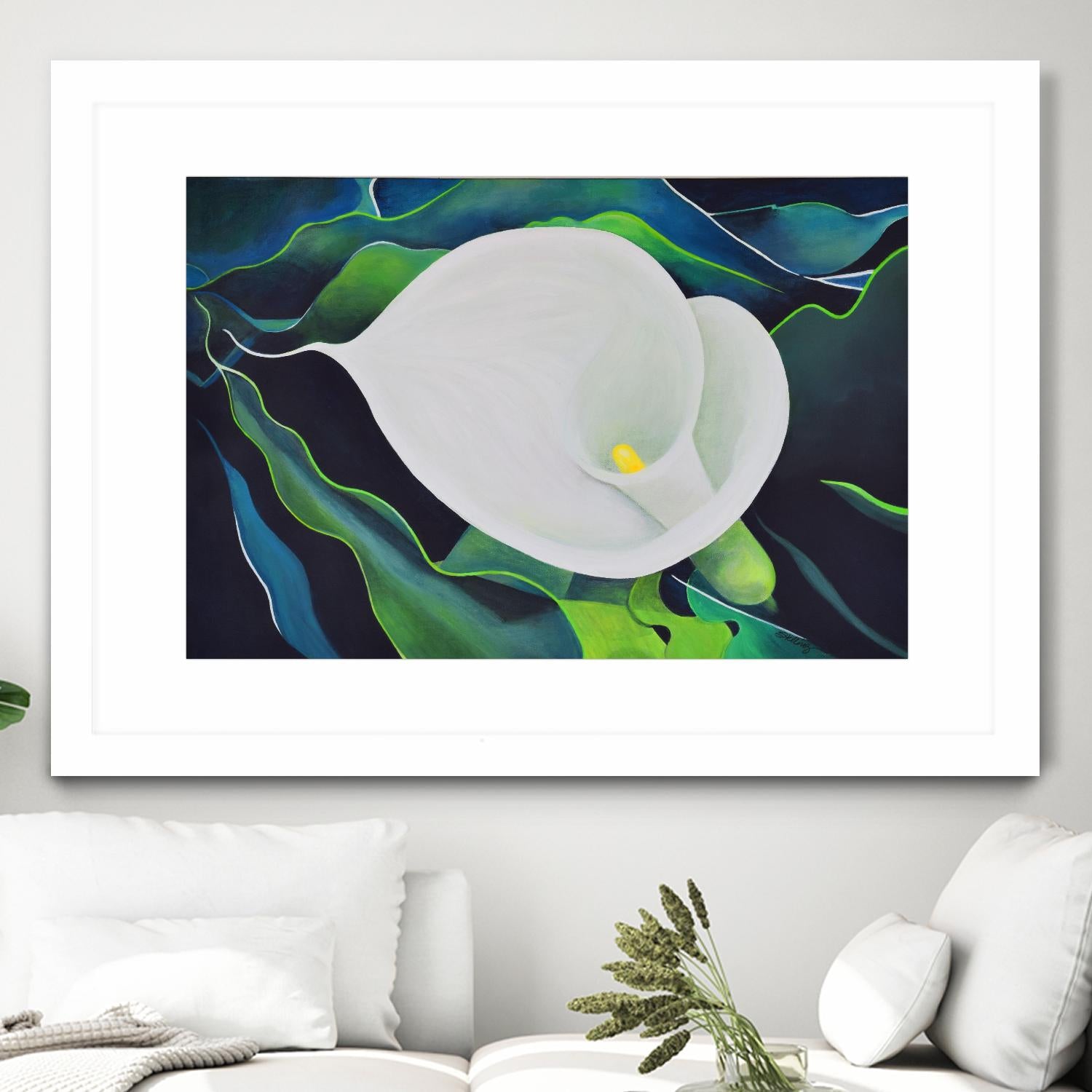 CALLA LILY by LINDA STELLING on GIANT ART - blue floral tropical floral