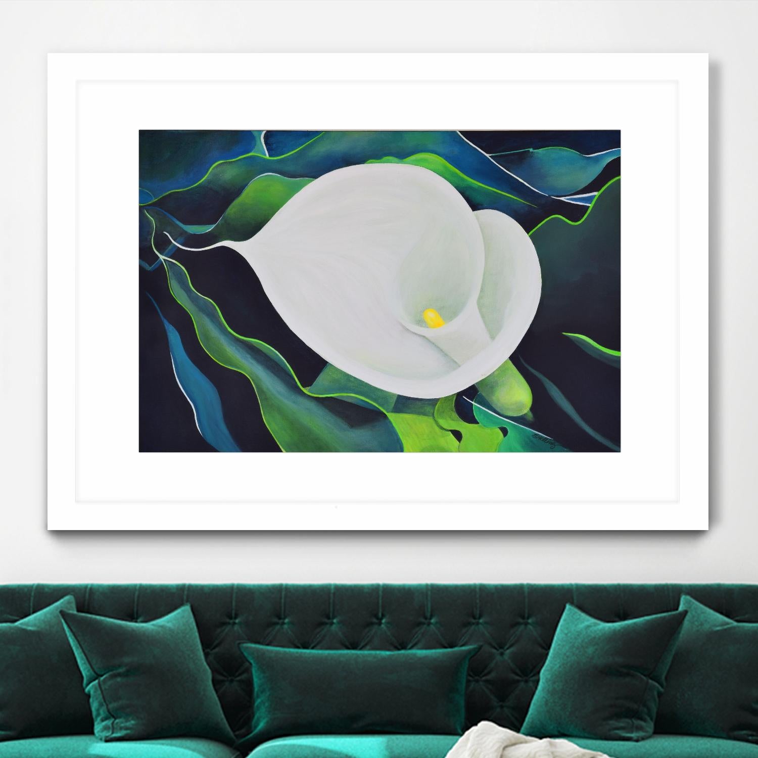 CALLA LILY by LINDA STELLING on GIANT ART - blue floral tropical floral