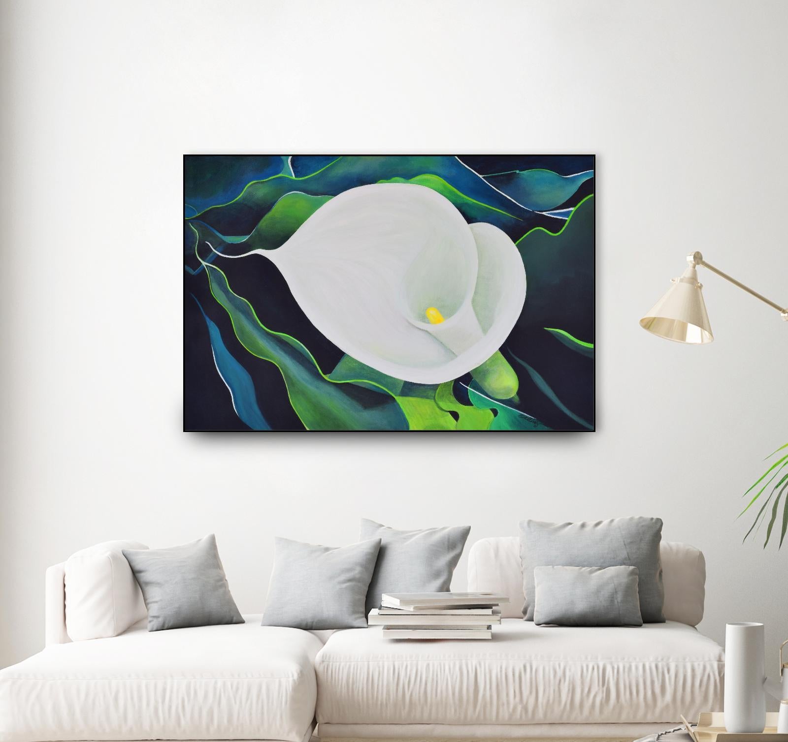 CALLA LILY by LINDA STELLING on GIANT ART - blue floral tropical floral