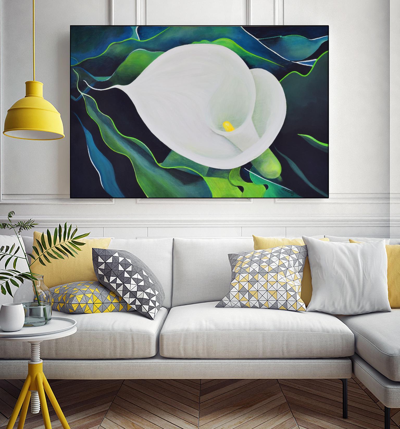 CALLA LILY by LINDA STELLING on GIANT ART - blue floral tropical floral