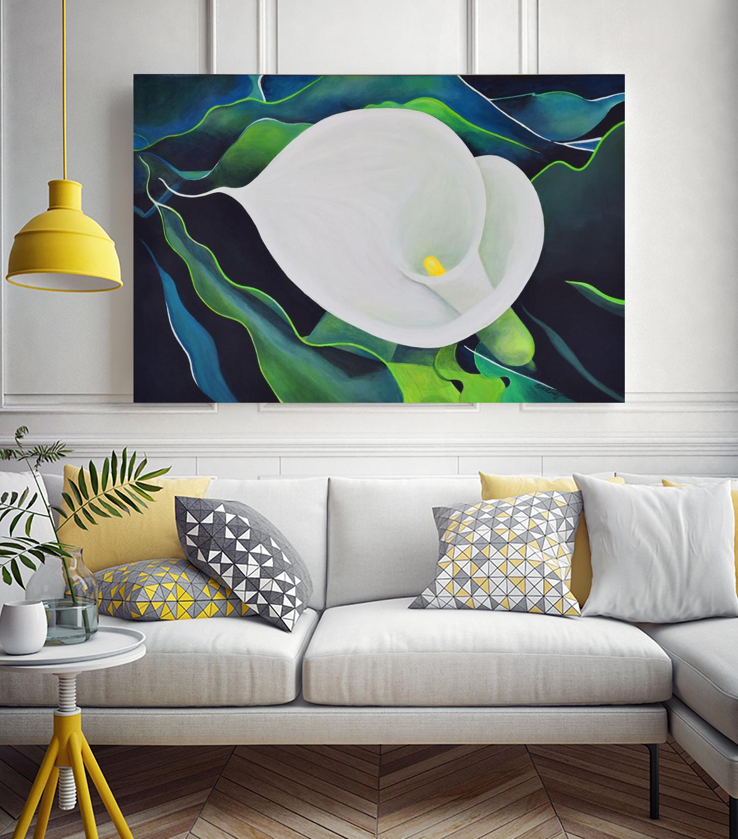 CALLA LILY by LINDA STELLING on GIANT ART - blue floral tropical floral