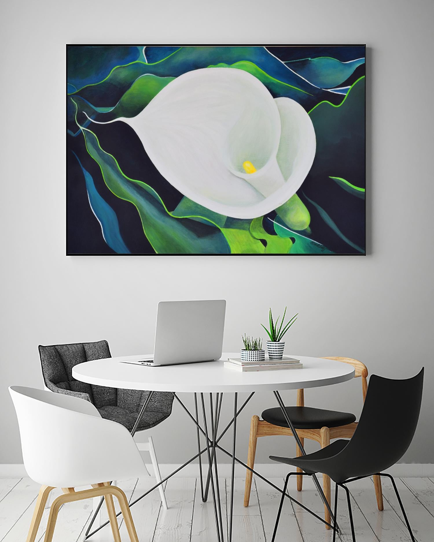 CALLA LILY by LINDA STELLING on GIANT ART - blue floral tropical floral