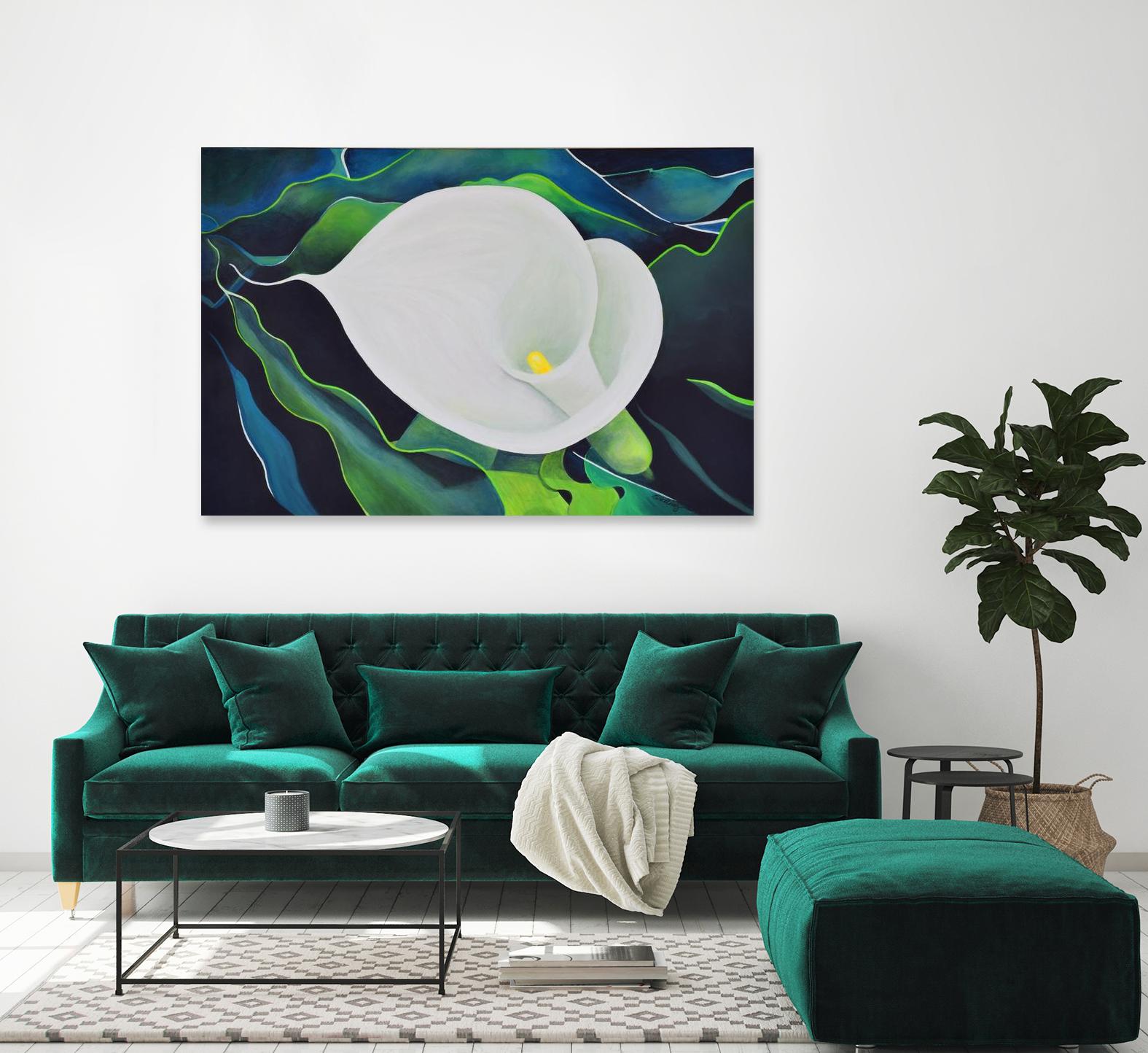 CALLA LILY by LINDA STELLING on GIANT ART - blue floral tropical floral