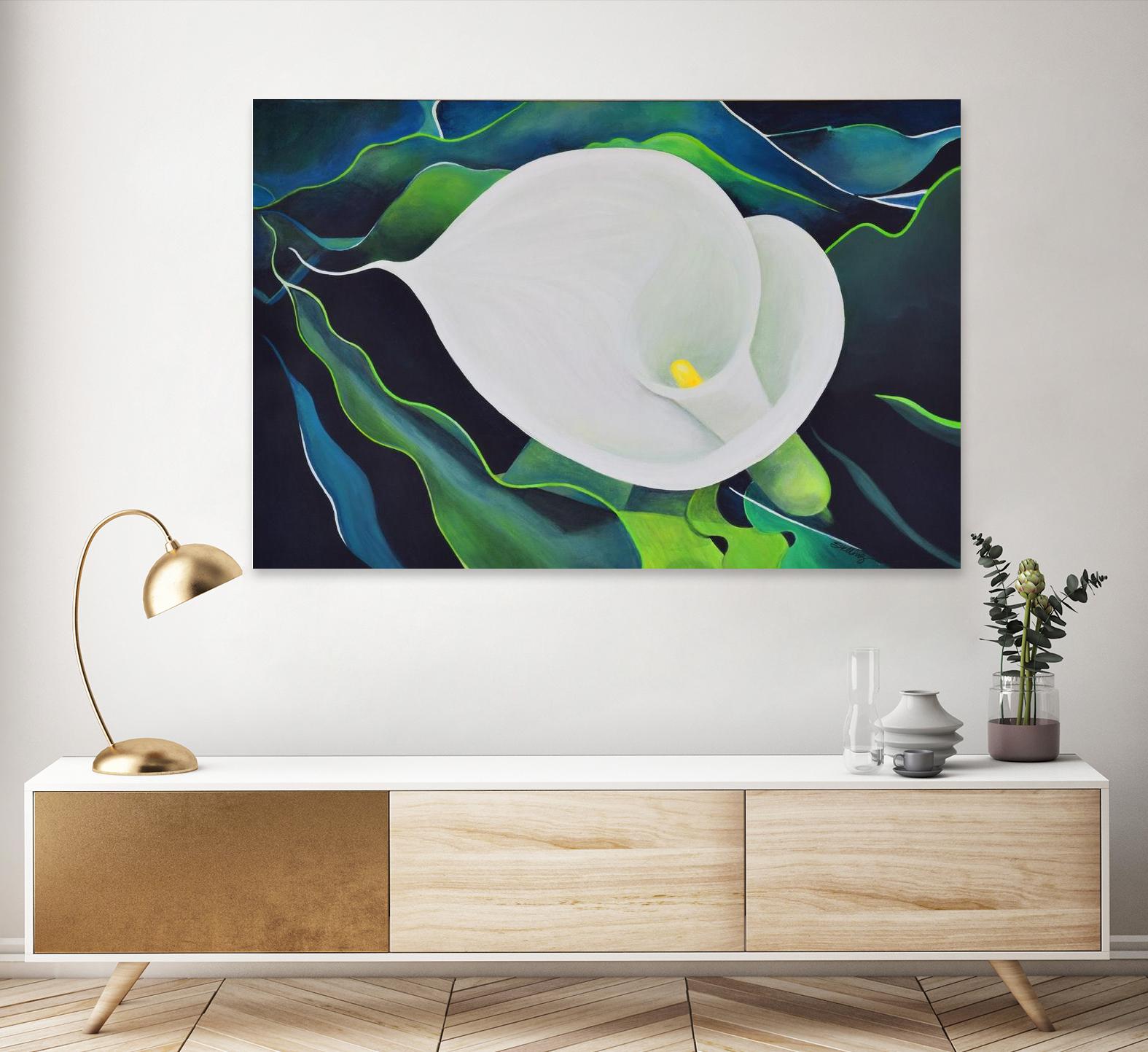 CALLA LILY by LINDA STELLING on GIANT ART - blue floral tropical floral