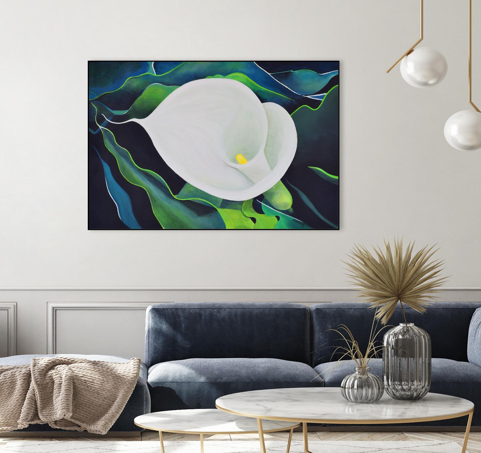 CALLA LILY by LINDA STELLING on GIANT ART - blue floral tropical floral
