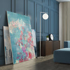 Embellished Teal Rose Garden I by Jennifer Goldberger on GIANT ART - blue abstract