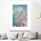 Embellished Teal Rose Garden I by Jennifer Goldberger on GIANT ART - blue abstract
