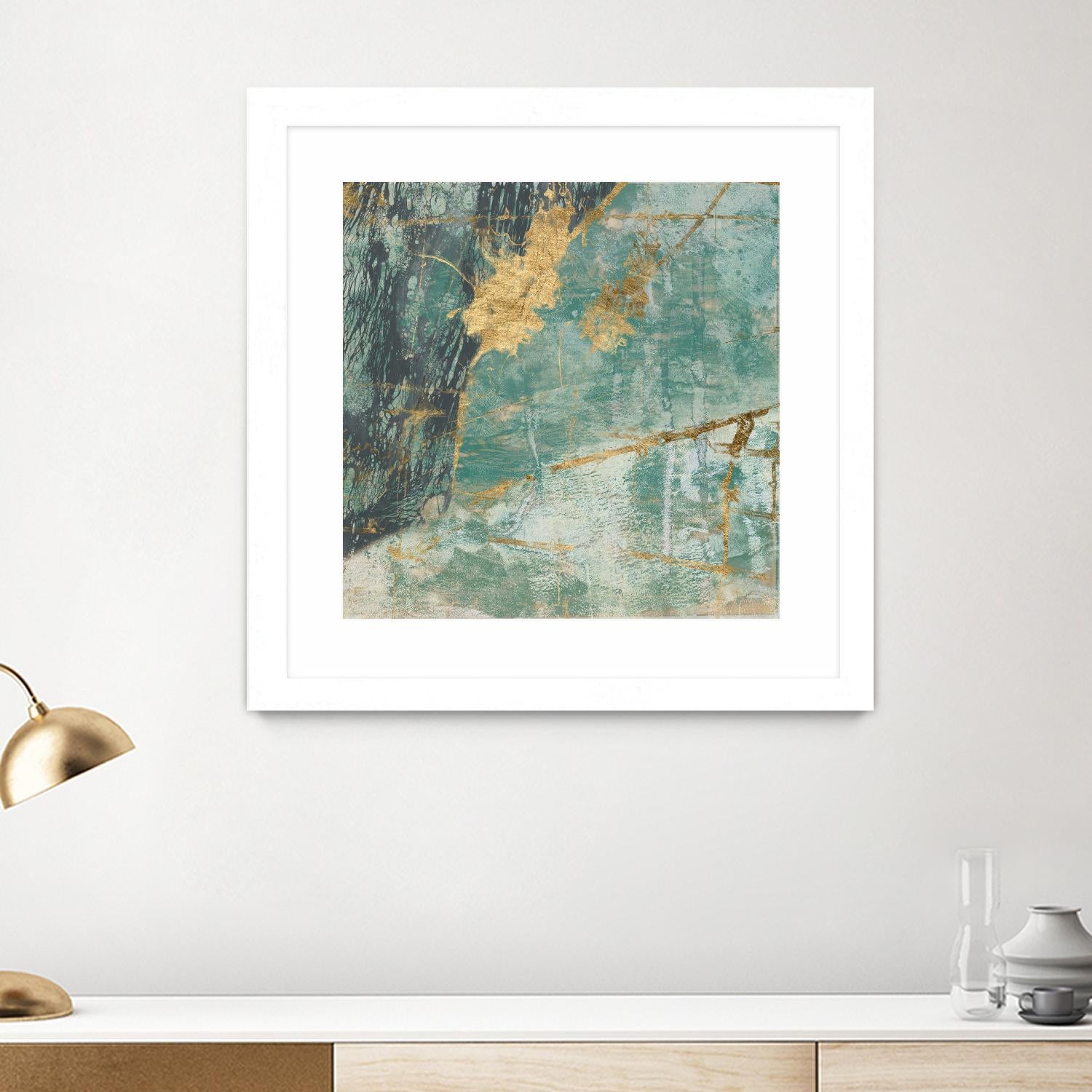 Teal Lace I by Jennifer Goldberger on GIANT ART - green abstract