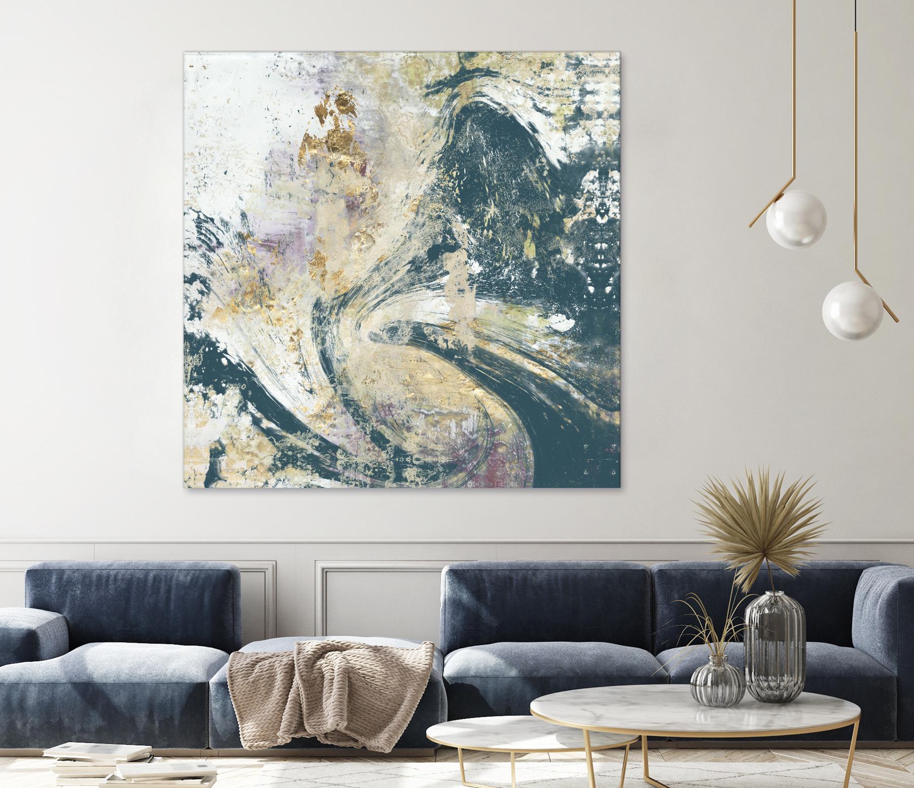 Teal Aerial by Jennifer Goldberger on GIANT ART - blue abstract