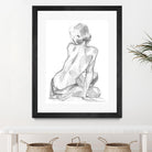 Sitting Pose II by Jennifer Paxton Parker on GIANT ART - white linear pencil drawing