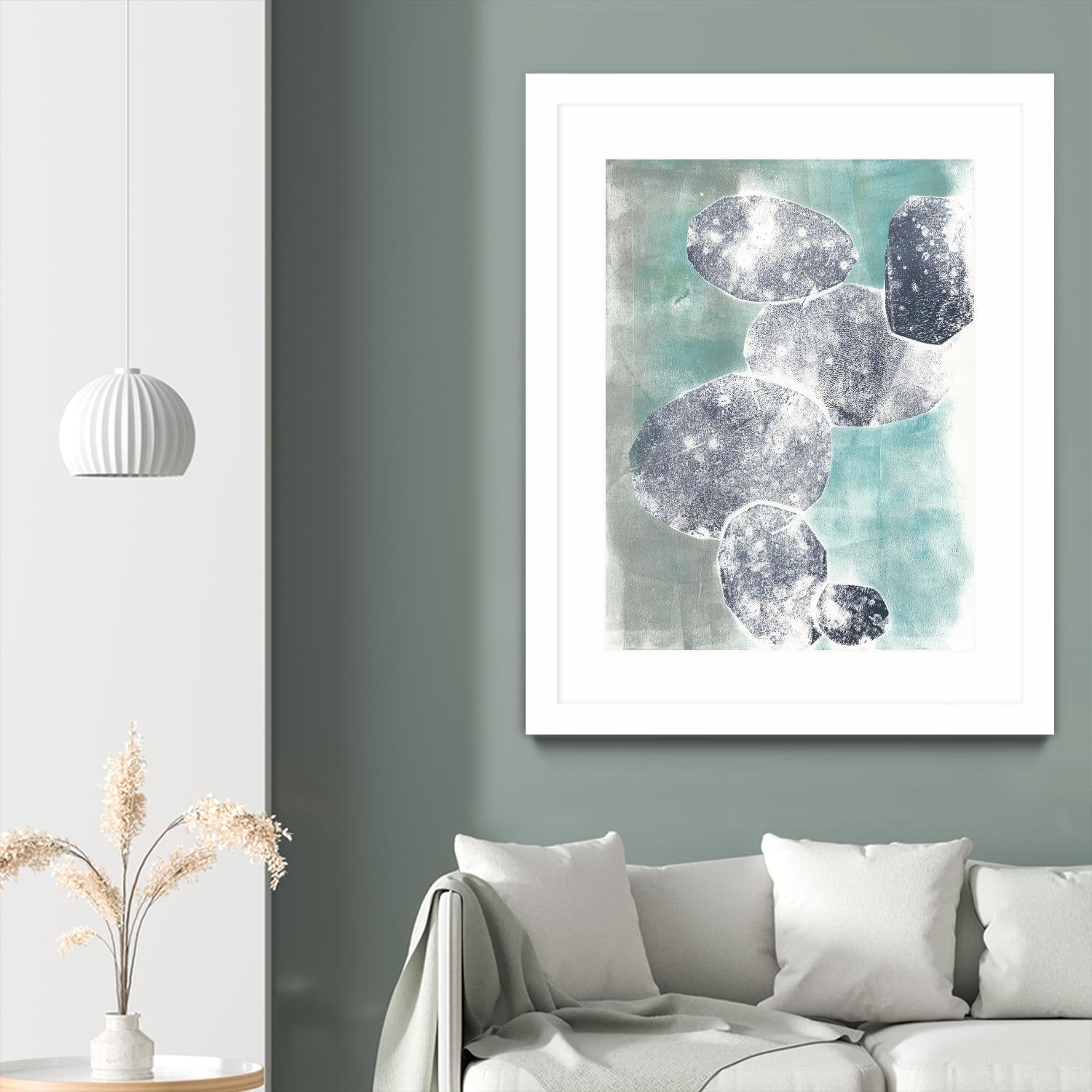 Descending Orbs I by Jennifer Goldberger on GIANT ART - blue abstract