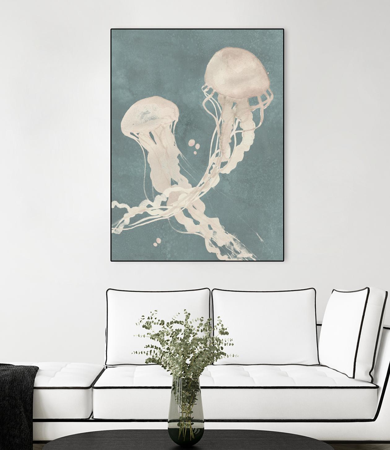 Jellyfish Dance II by Grace Popp on GIANT ART - blue coastal & tropical abstract