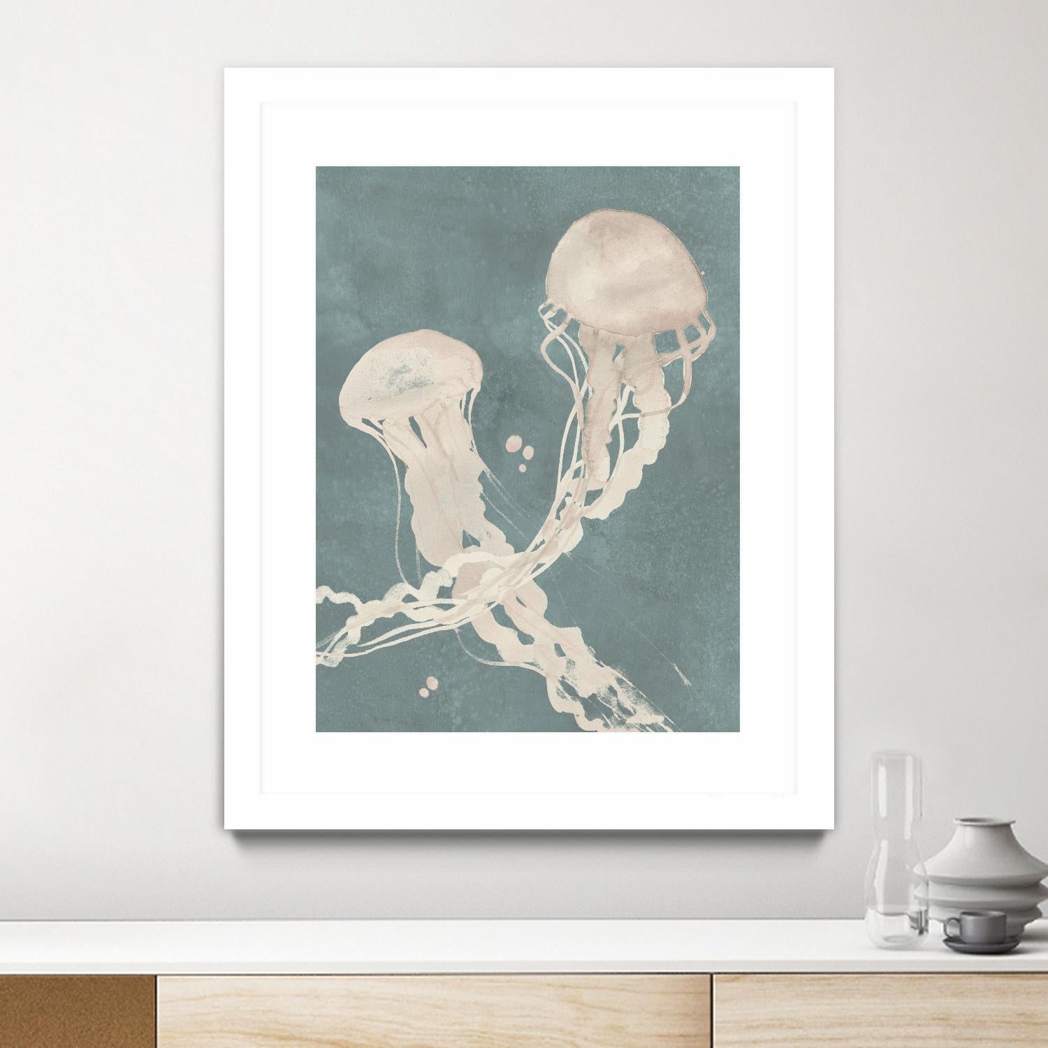 Jellyfish Dance II by Grace Popp on GIANT ART - blue coastal & tropical abstract