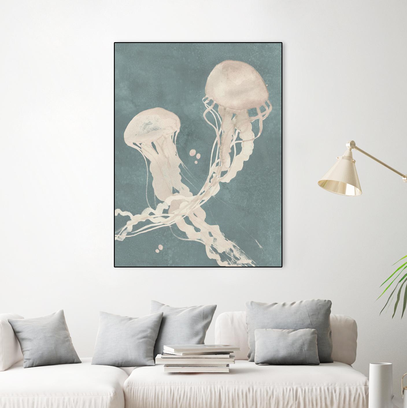 Jellyfish Dance II by Grace Popp on GIANT ART - blue coastal & tropical abstract