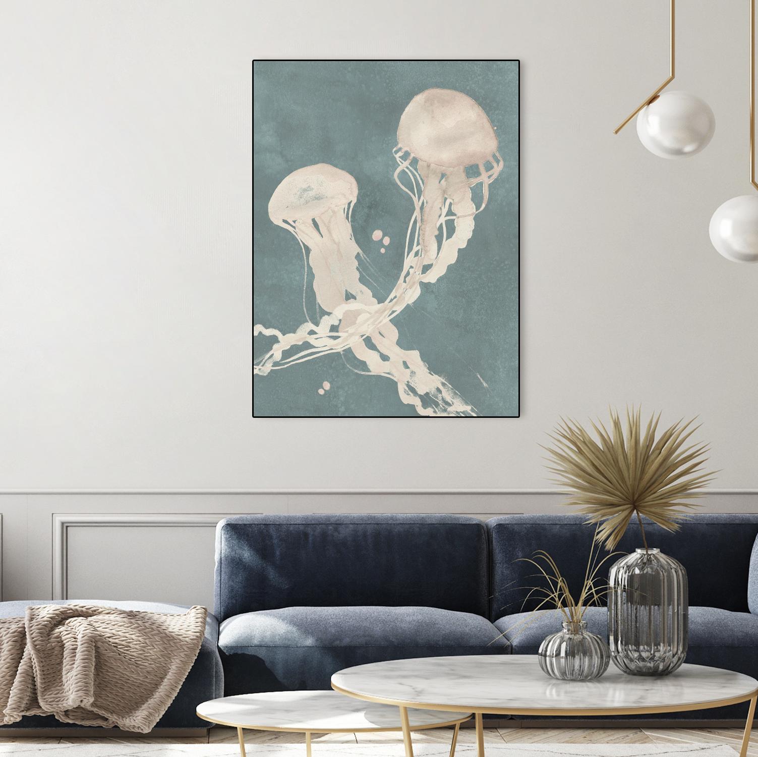 Jellyfish Dance II by Grace Popp on GIANT ART - blue coastal & tropical abstract