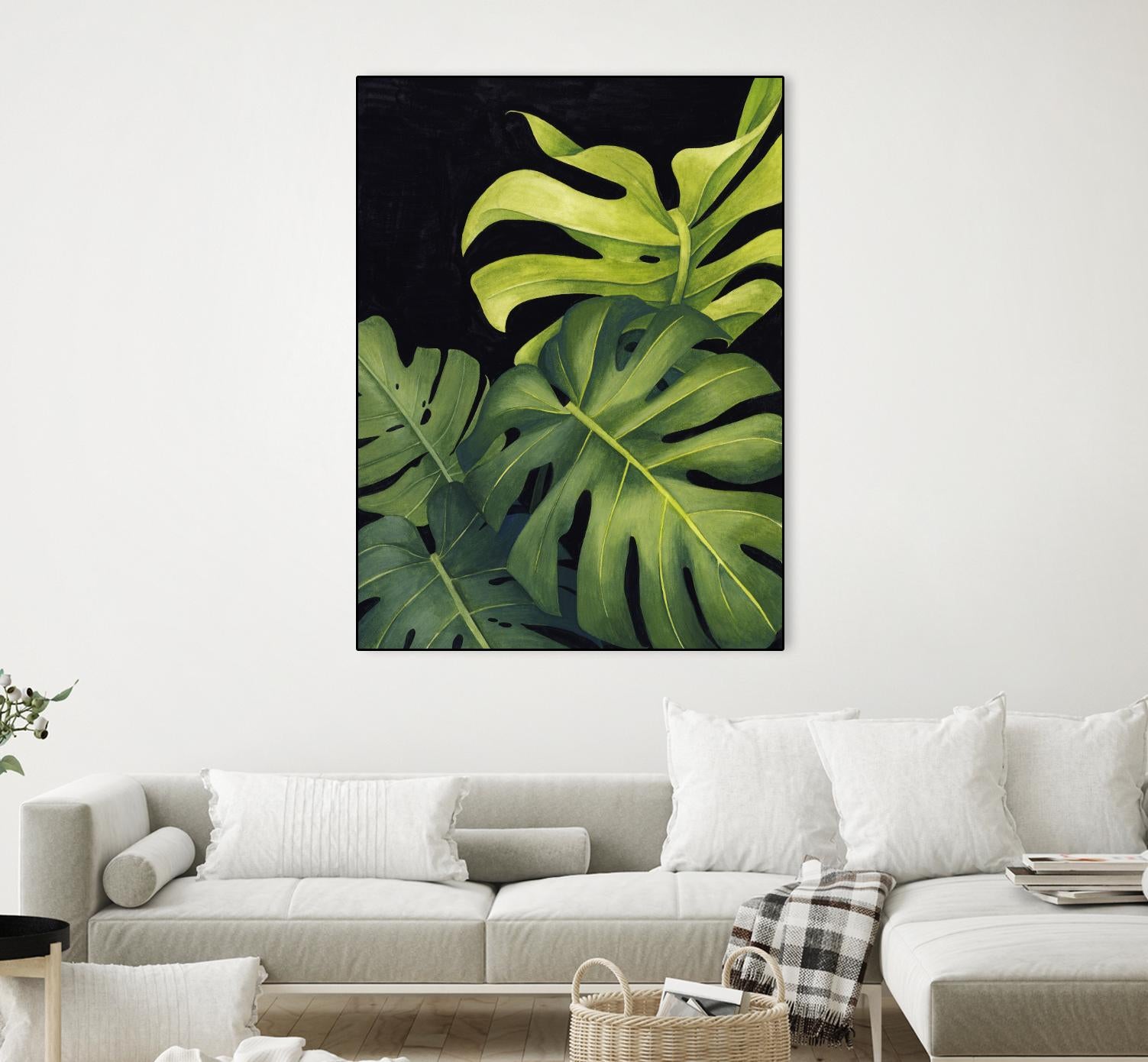 Night Monsteras I by Grace Popp on GIANT ART - green  coastal & tropical abstract 