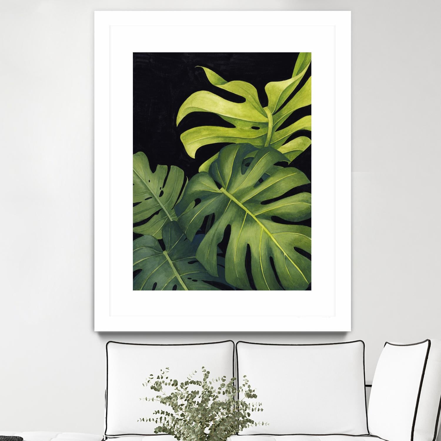 Night Monsteras I by Grace Popp on GIANT ART - green  coastal & tropical abstract 